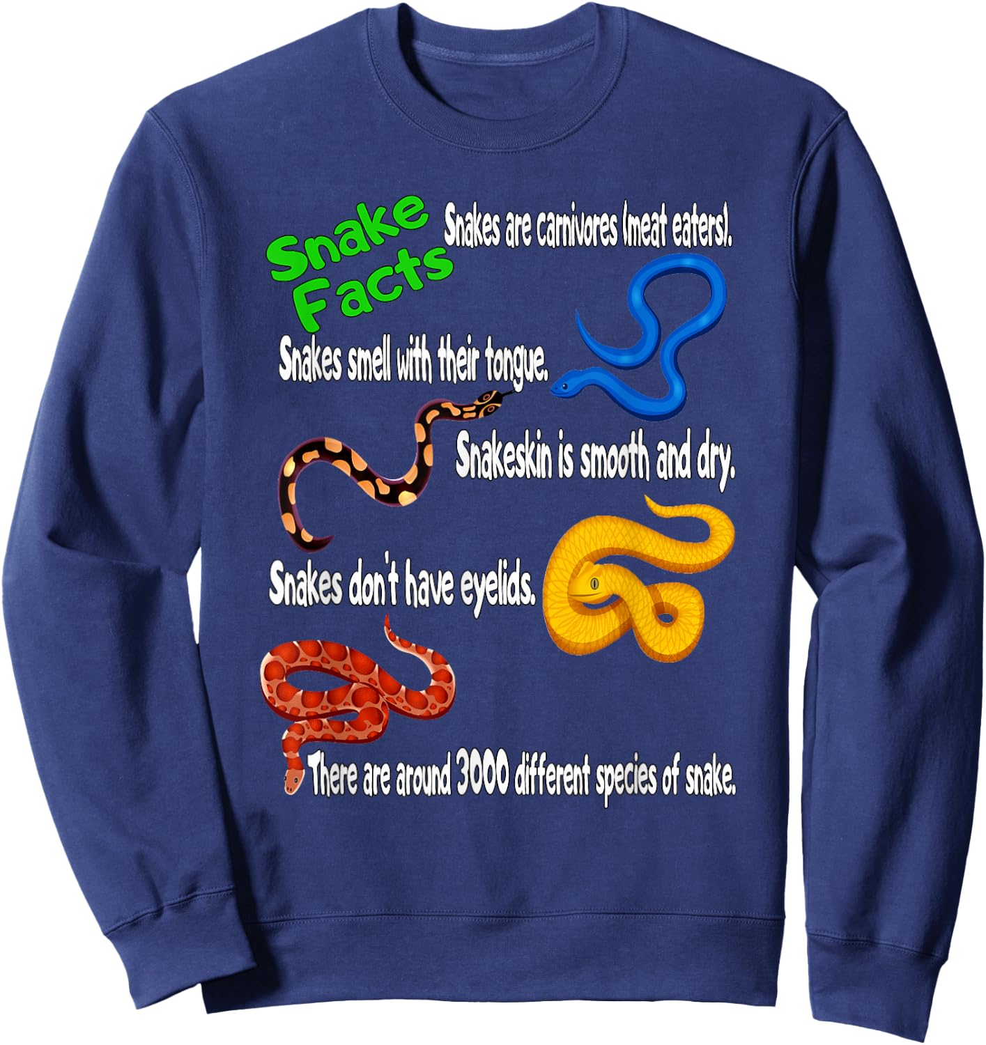 Snake Facts & Funny Boy Girl Toddler Snake Lover Sweatshirt - Sweatshirt | Navy