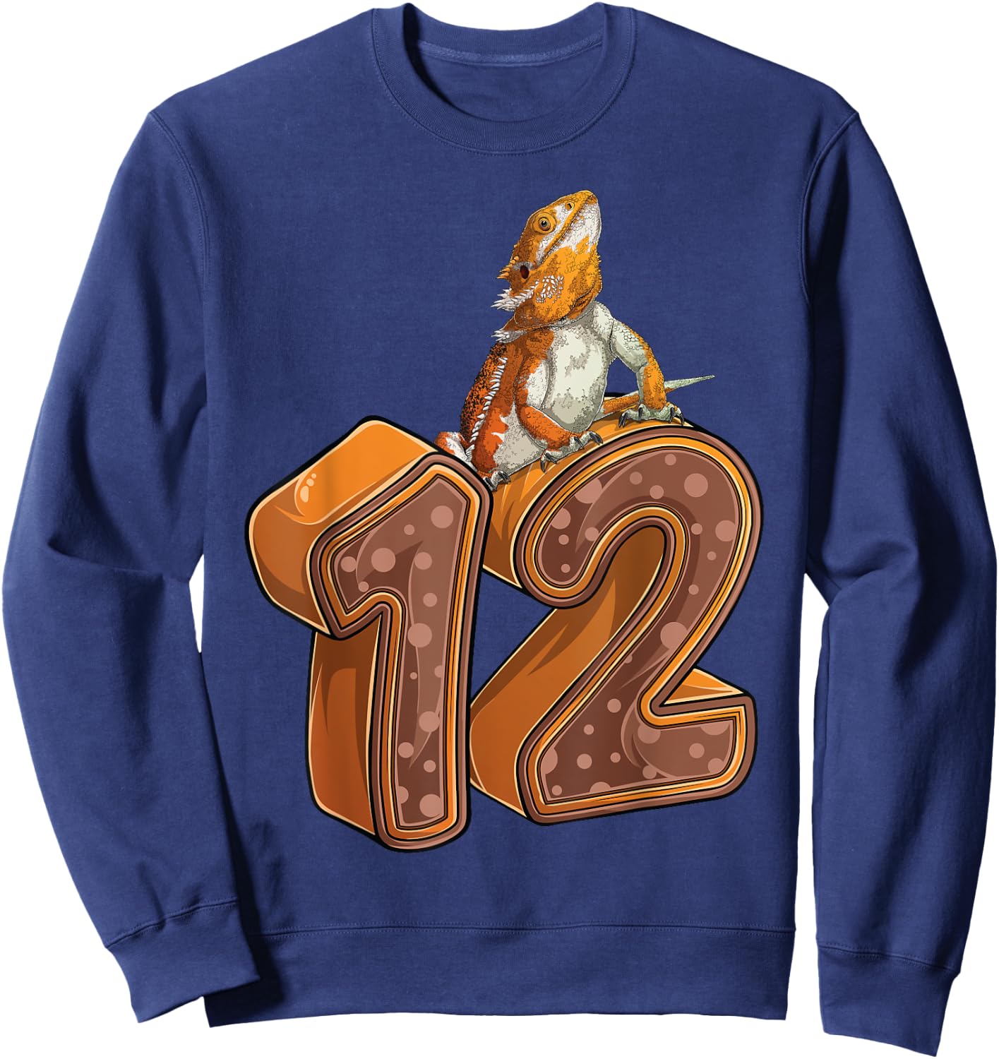 12 Year Old Bearded dragon Reptile 12th Birthday Party B-day Sweatshirt - Sweatshirt | Navy