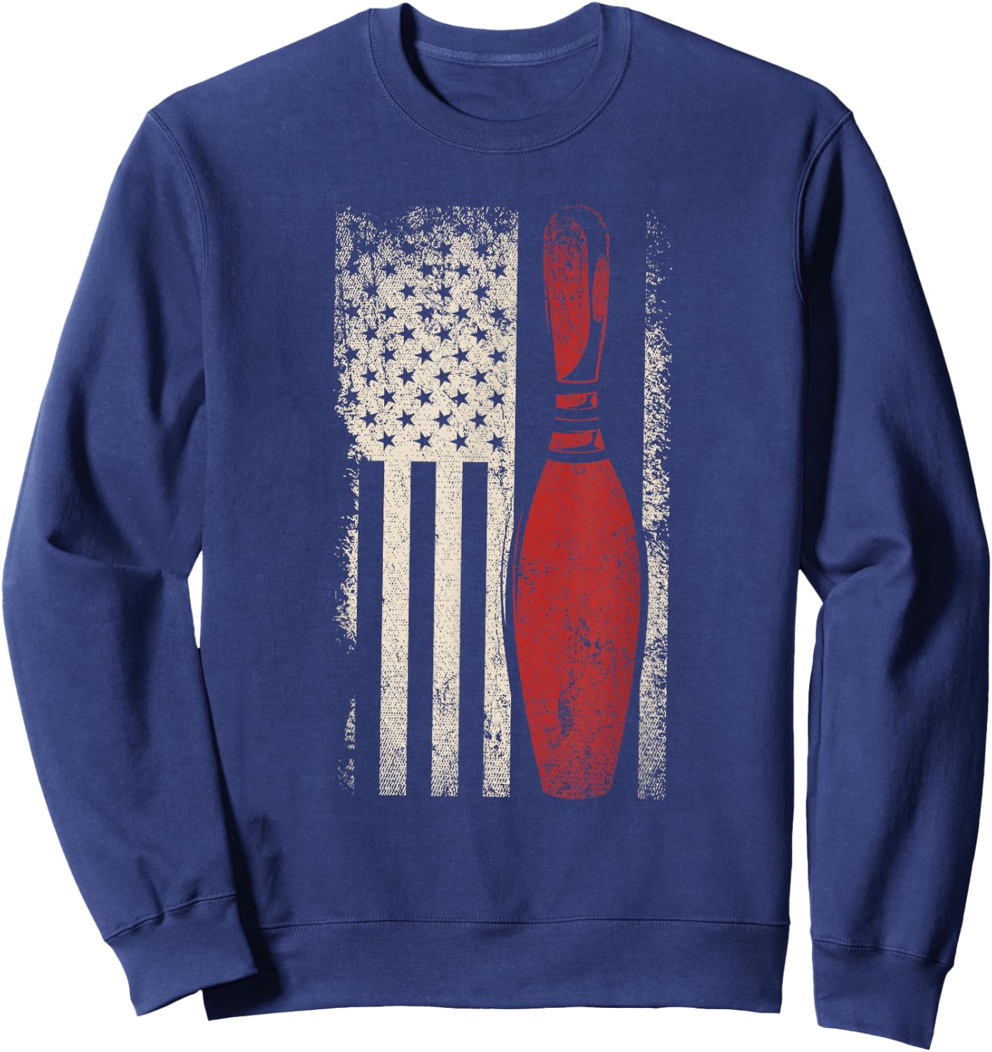 USA Flag Patriotic American Bowler Gift Bowling Pins Bowling Small Sweatshirt - Sweatshirt | Navy