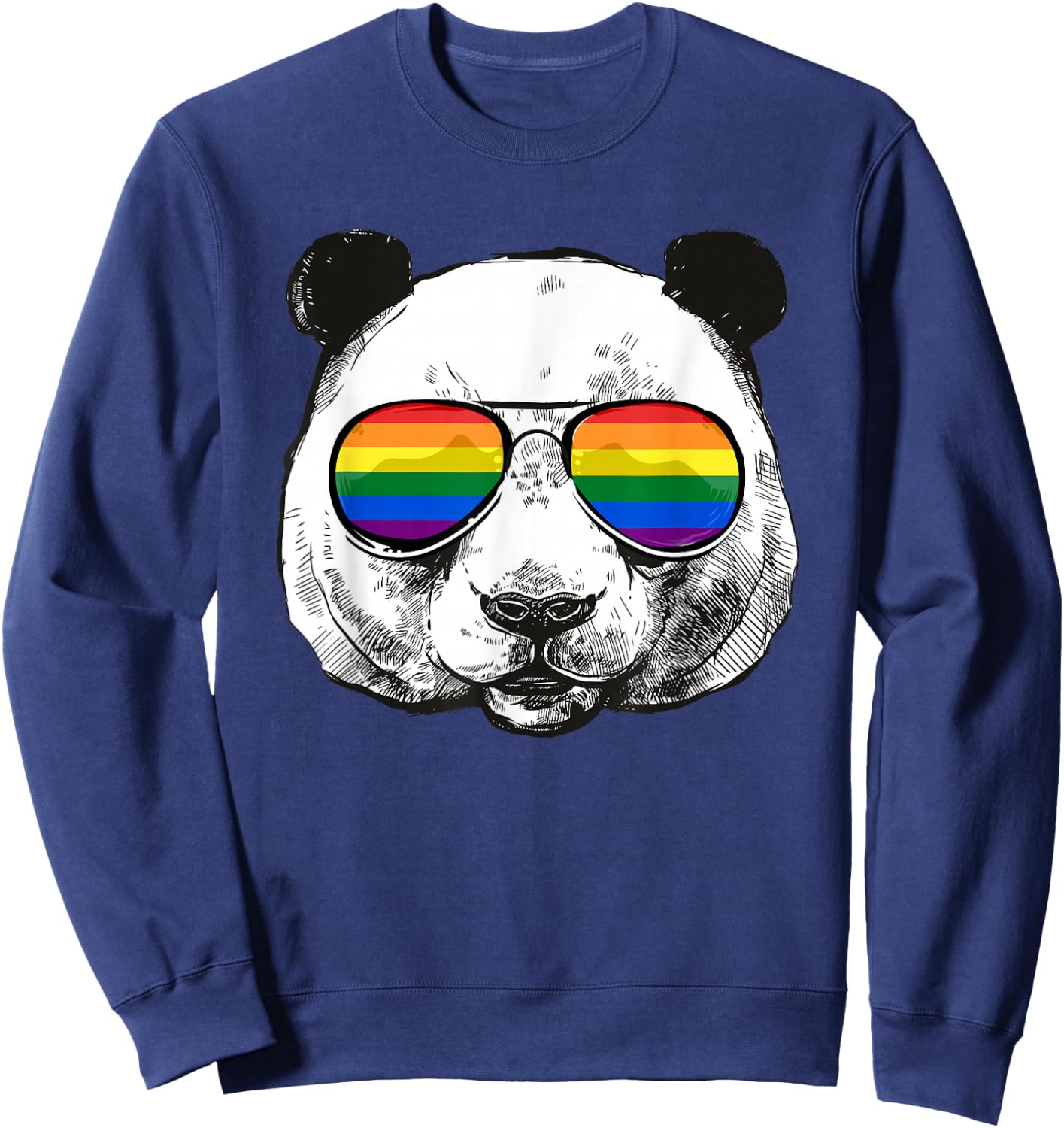 Panda Gay Pride Flag Sunglasses LGBTQ Animal Sweatshirt - Sweatshirt | Navy