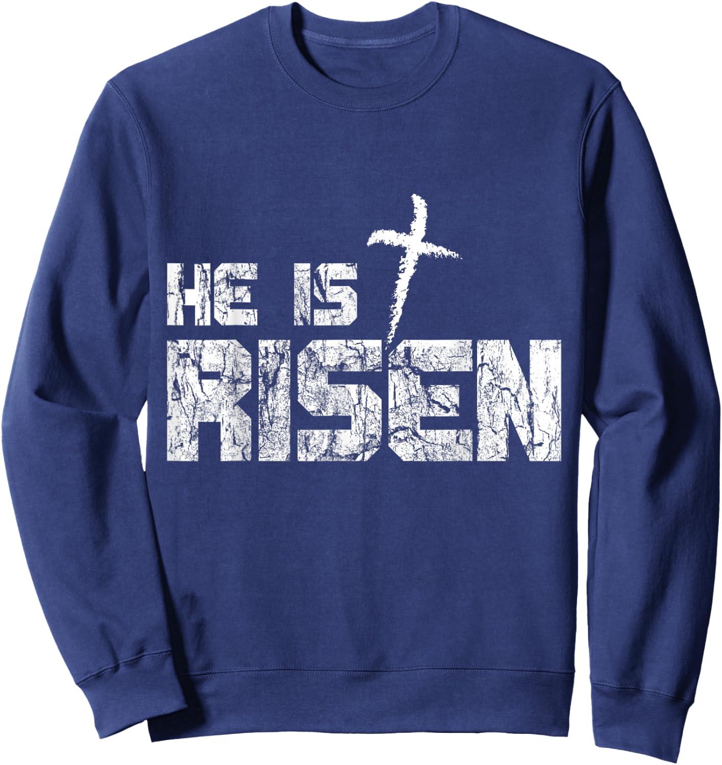 He is Risen Vintage Distressed Sweatshirt - Sweatshirt | Navy