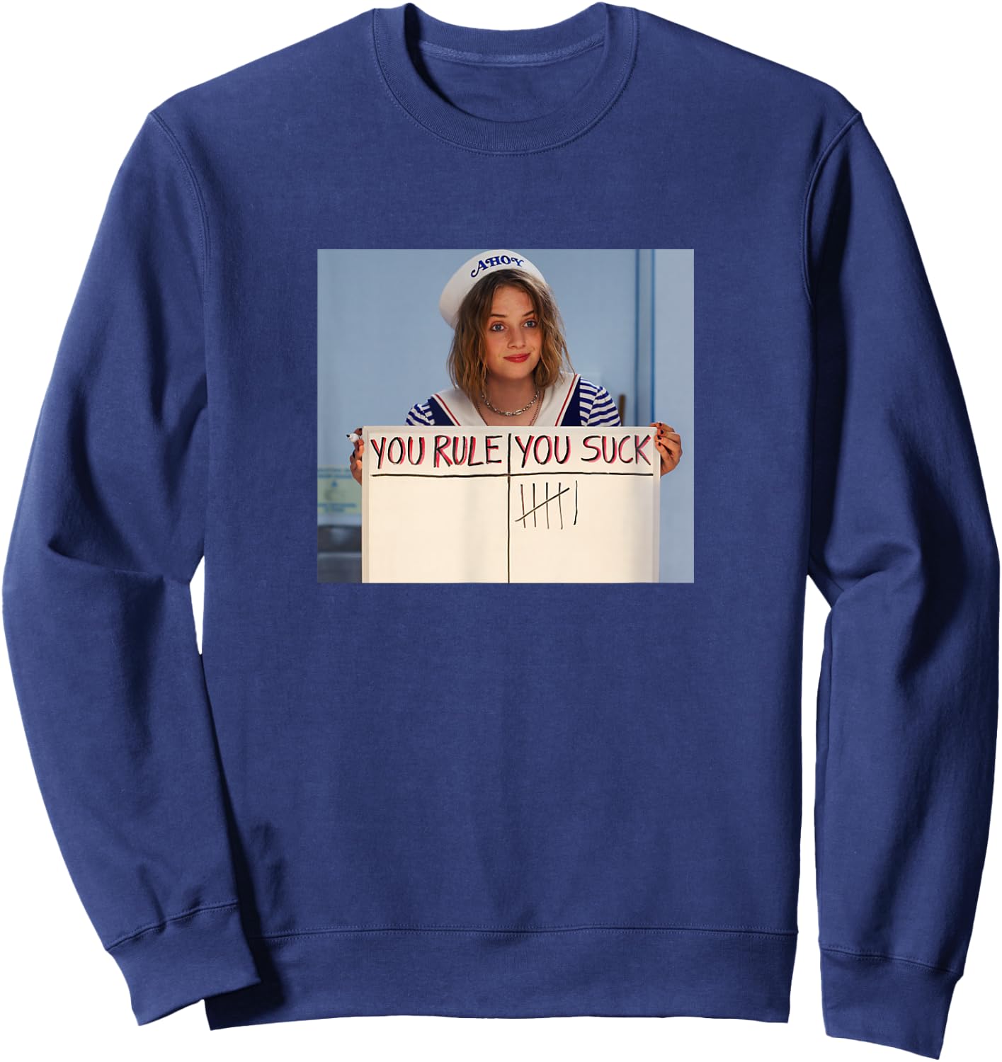 Stranger Things Robin You Rule You Suck Movie Scene Frame Sweatshirt - Sweatshirt | Navy