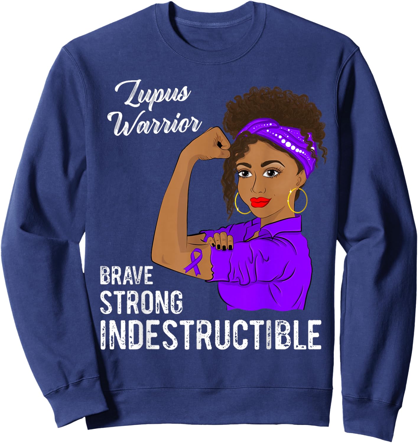 Lupus Warrior Indestructible Survivor Awareness Sweatshirt - Sweatshirt | Navy