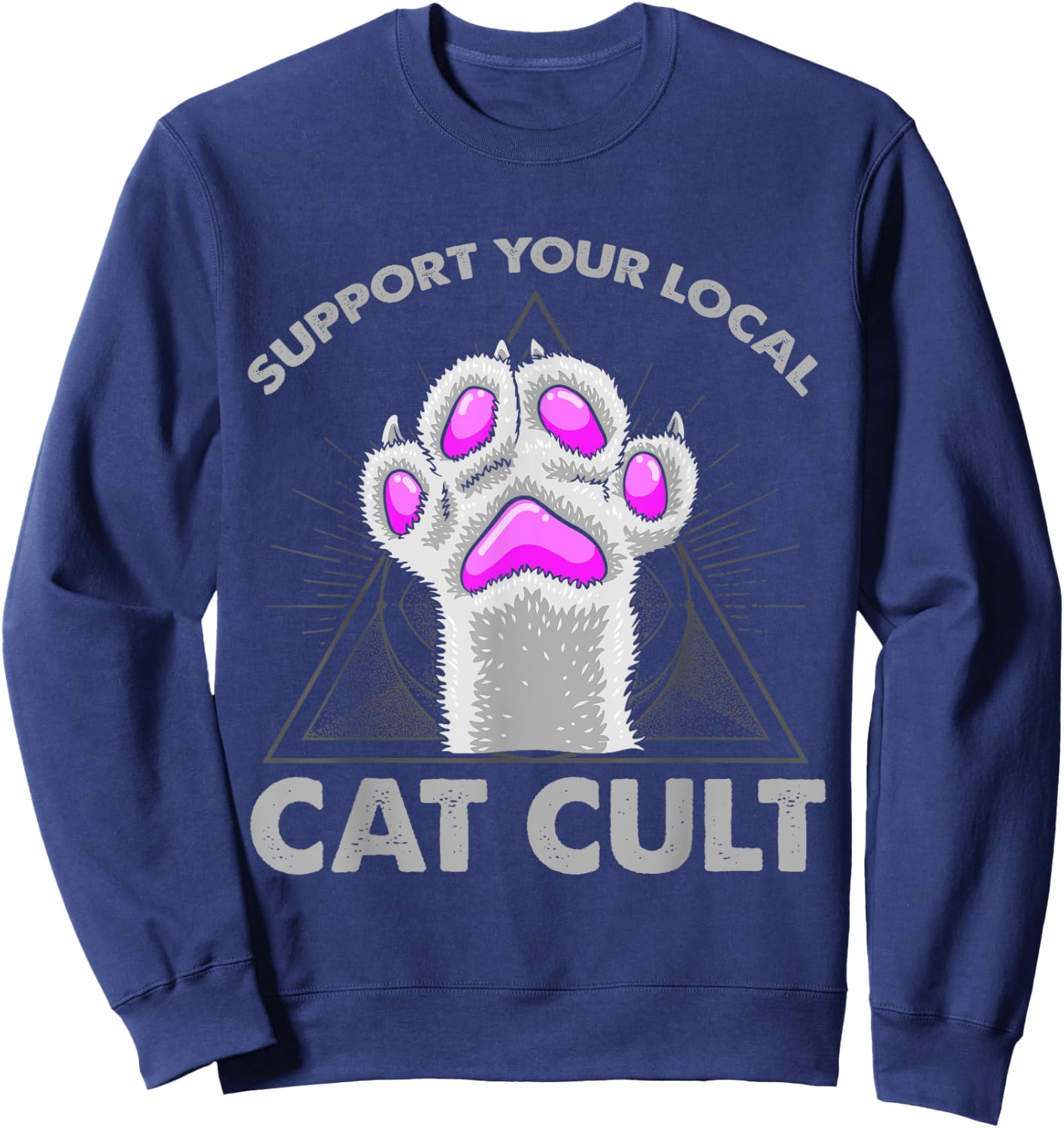 Goth Evil Cat T Shirt Support Your Local Cat Cult Satanic Men Women Girls Kids Sweatshirt - Sweatshirt | Navy