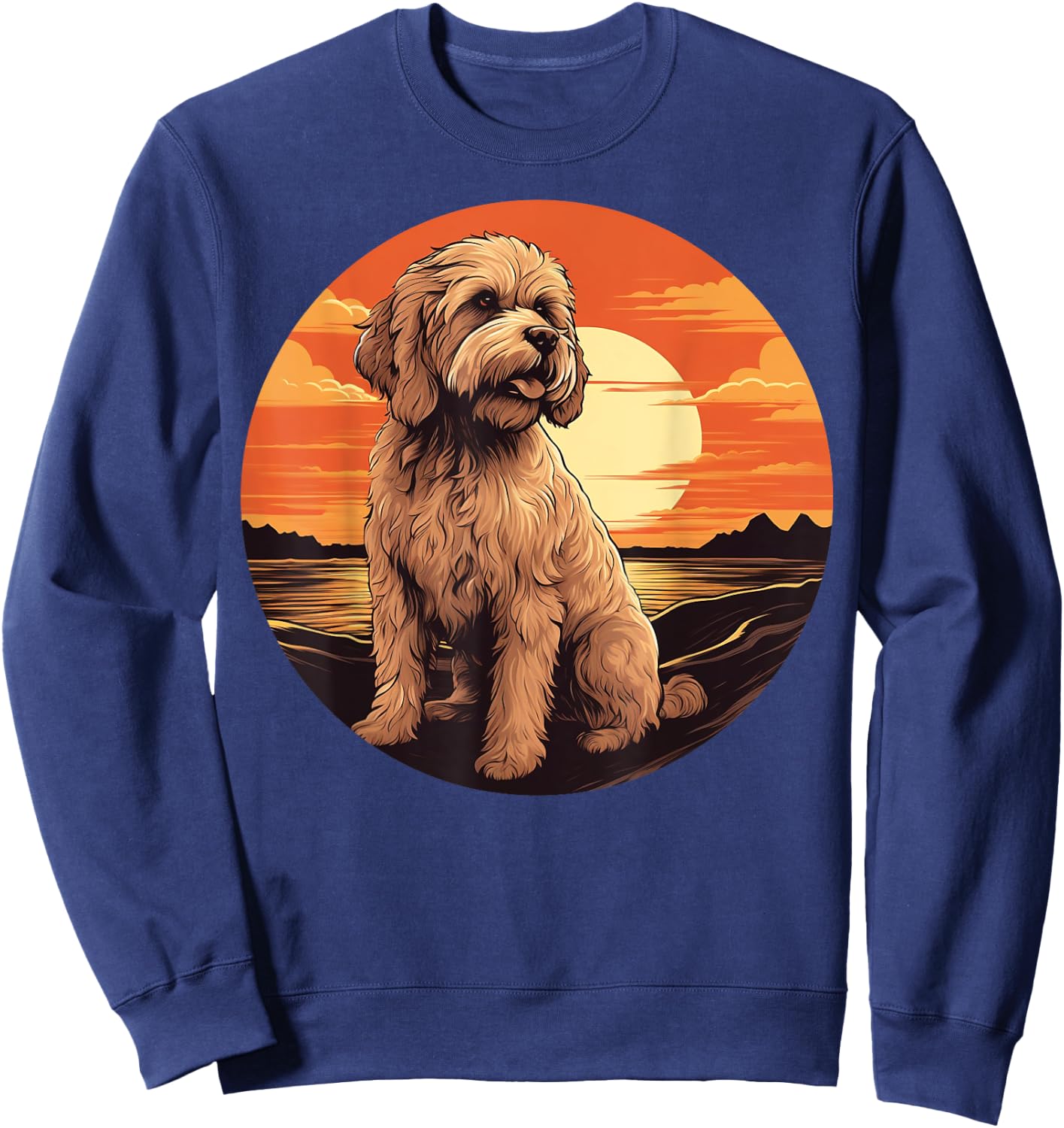Retro Vintage Labradoodle Dog Sunset Goldendoodle Dog Girls Sweatshirt - Sweatshirt | Navy