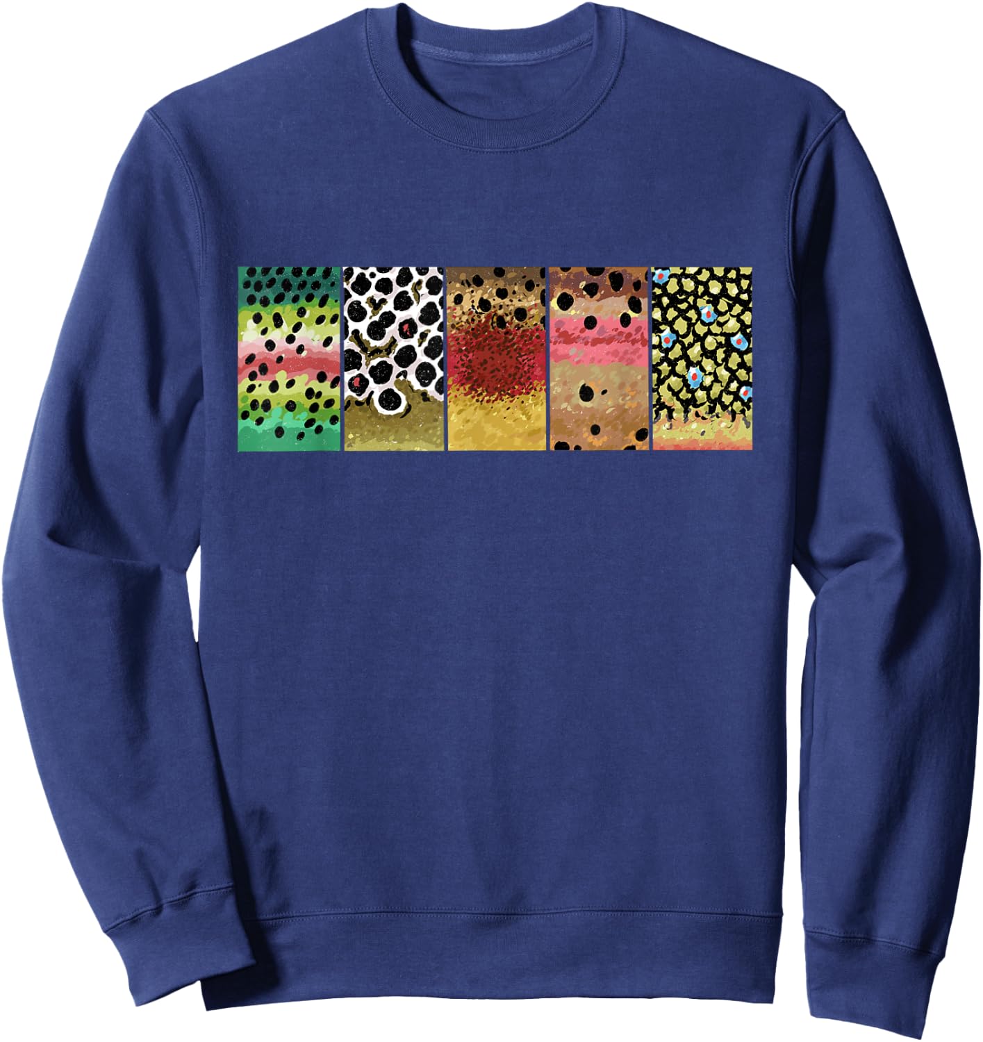 Trout Pattern Art Rainbow Brown Golden Cutthroat Brook Fish Sweatshirt - Sweatshirt | Navy