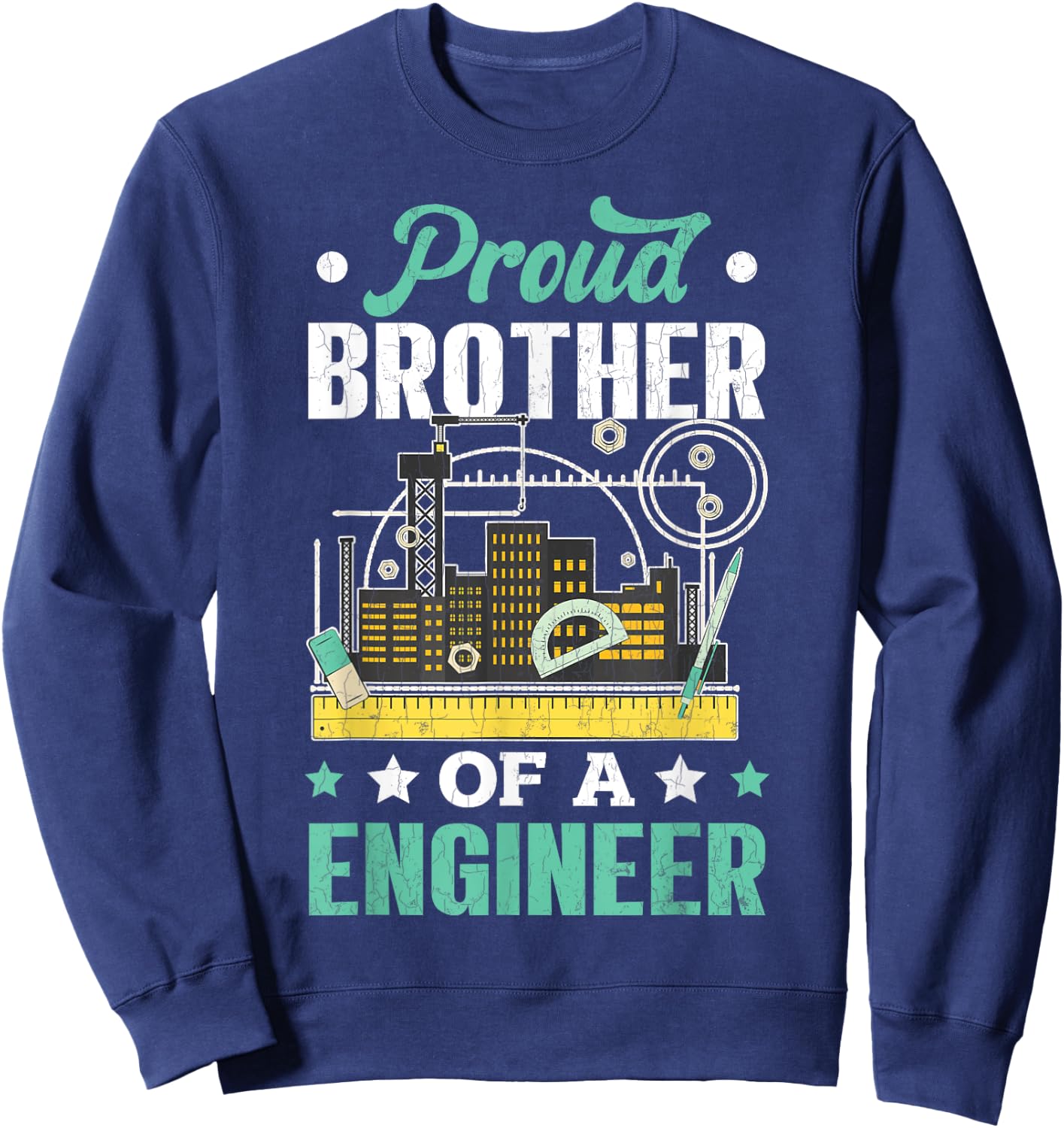 Proud Brother Of Engineer Funny Engineering Expert Graphic Sweatshirt - Sweatshirt | Navy