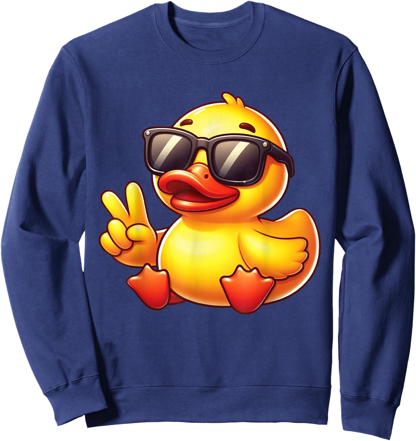 Cool Retro Yellow Rubber Duck in 70s 80s Funny Duck Sweatshirt - Sweatshirt | Navy