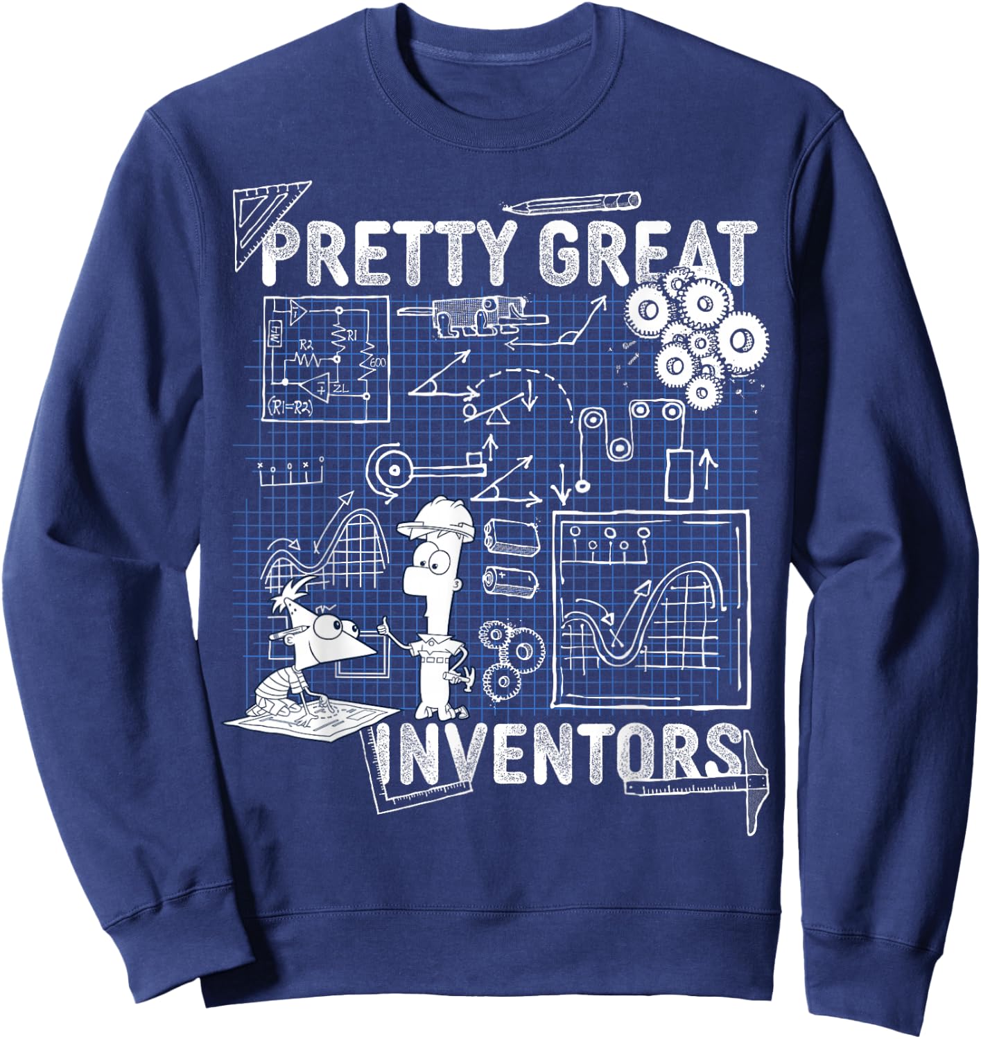 Disney Phineas and Ferb Inventions Schematic Sweatshirt - Sweatshirt | Navy