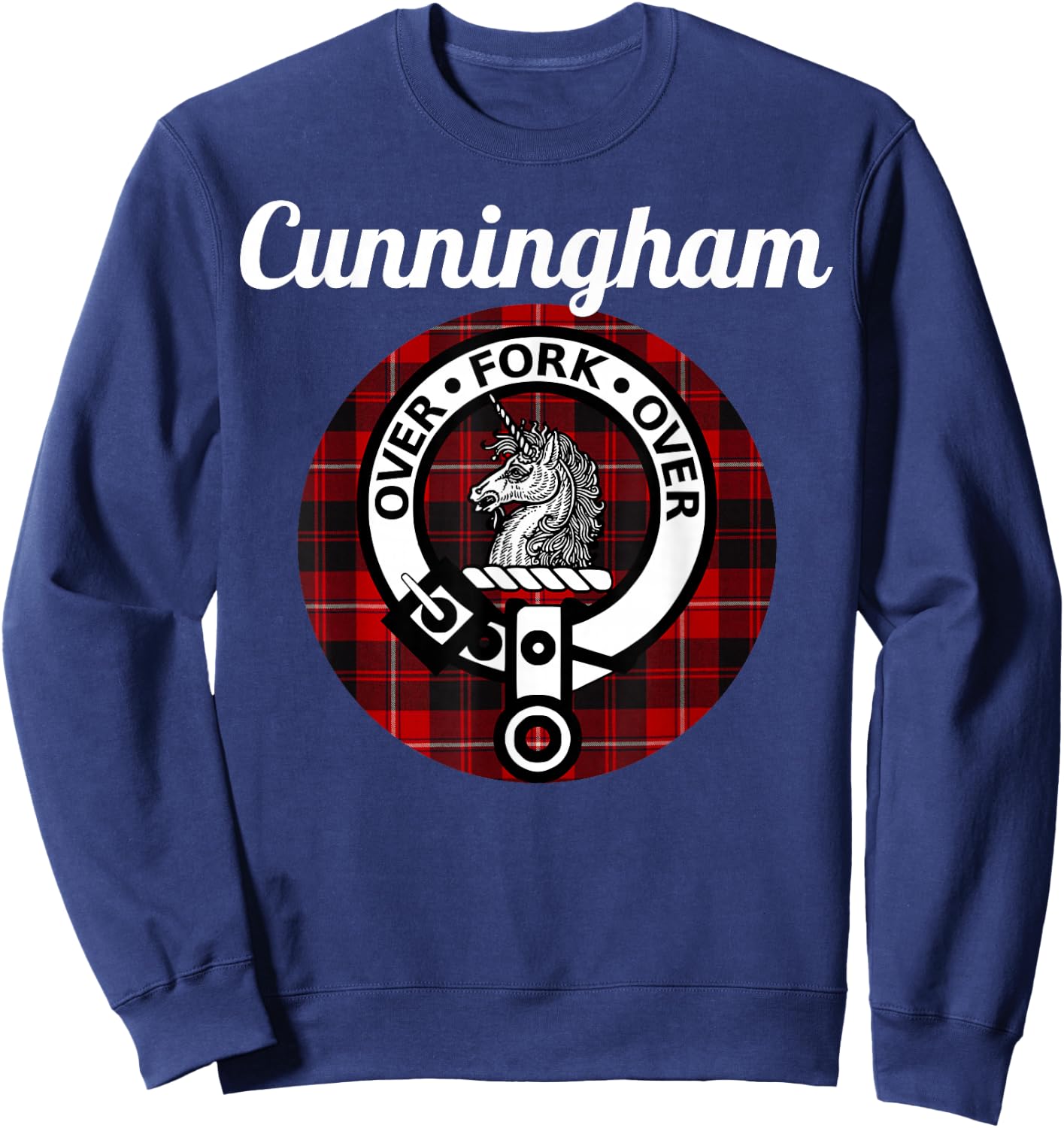 Cunningham Clan Scottish Name Coat Of Arms Tartan Sweatshirt - Sweatshirt | Navy