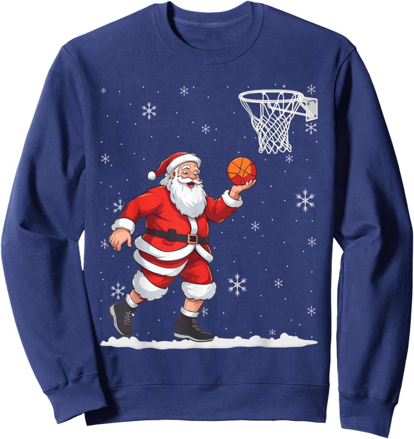 Basketball Christmas Men Boys Basketball Santa Claus Sweatshirt - Sweatshirt | Navy