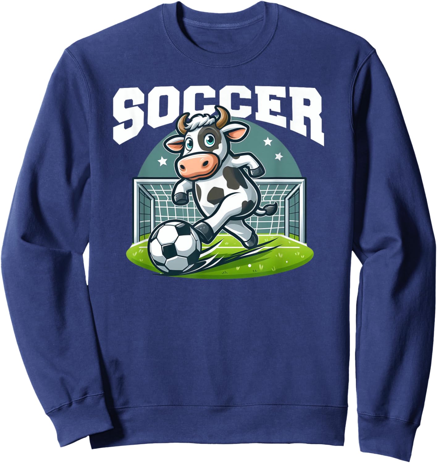 Soccer Cow Playing Soccer Games Sweatshirt - Sweatshirt | Navy
