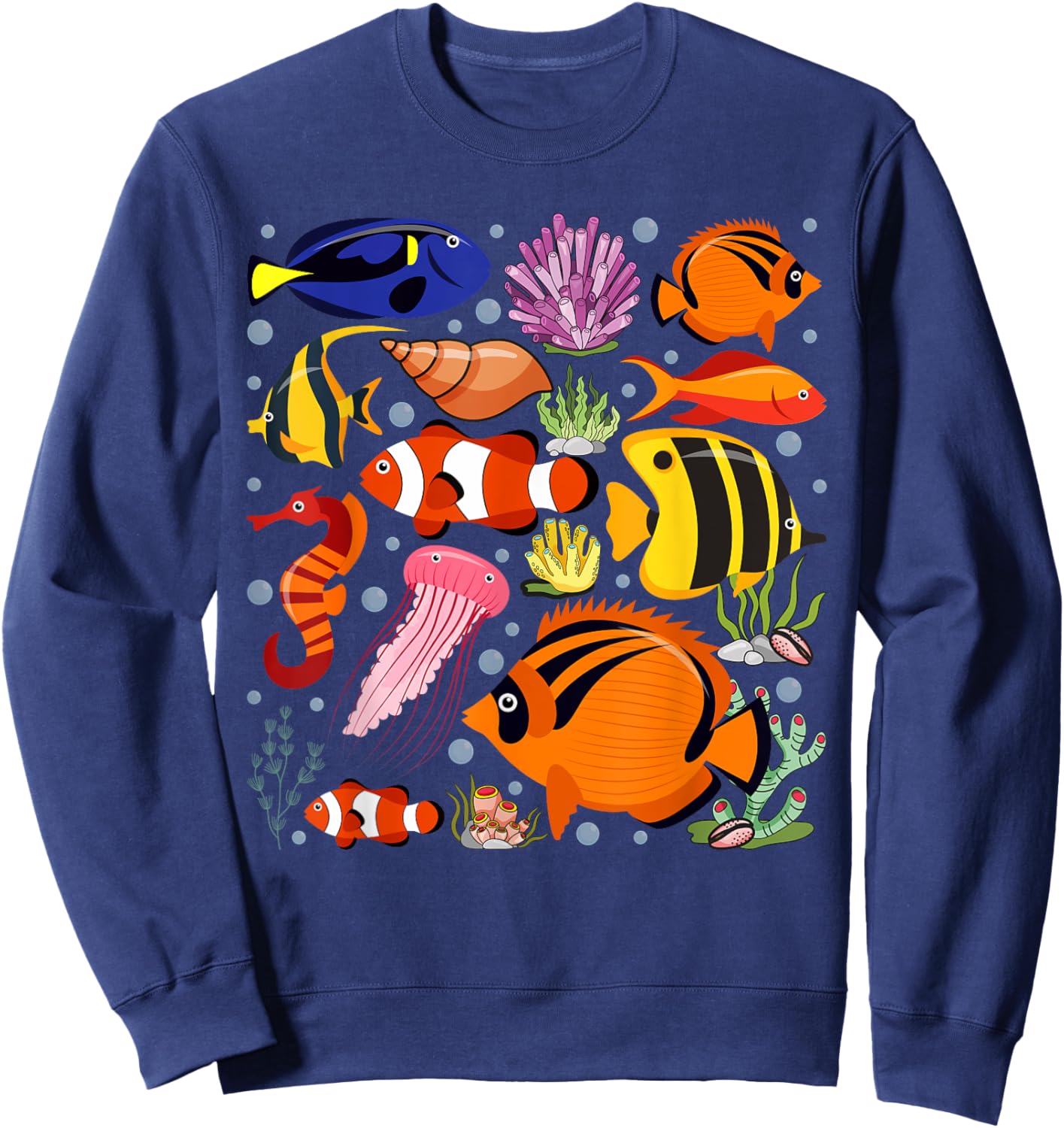 Cute Sea Animal Oceans Clownfish Aquarium Toddler Boy Girl Sweatshirt - Sweatshirt | Navy