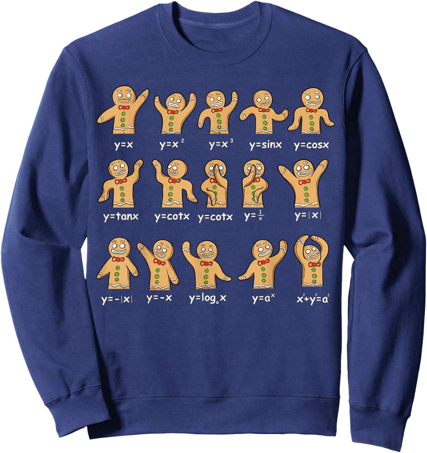 Algebra Dance Gingerbread Funny Graph Figures Math Equation Sweatshirt - Sweatshirt | Navy