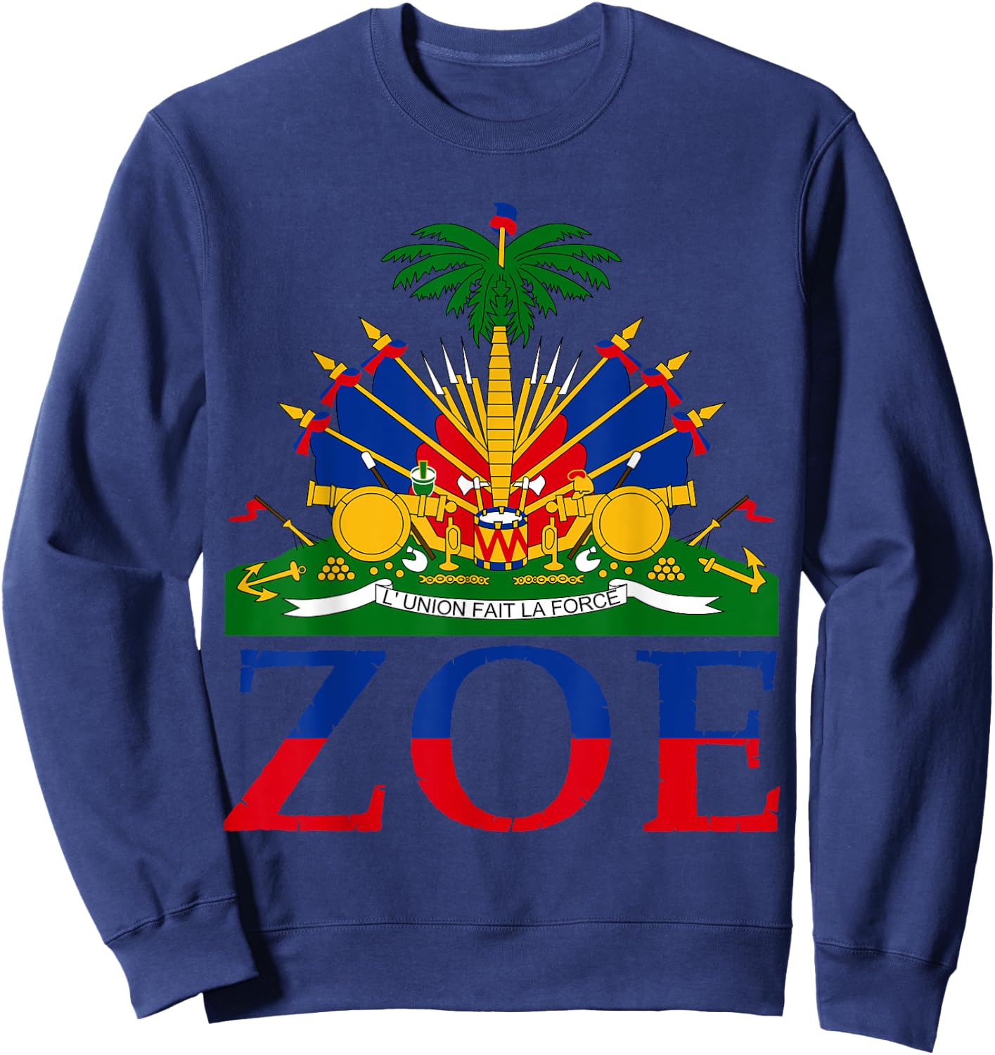 Zoe | Cute Haiti Honored Flag Day Gift Sweatshirt - Sweatshirt | Navy