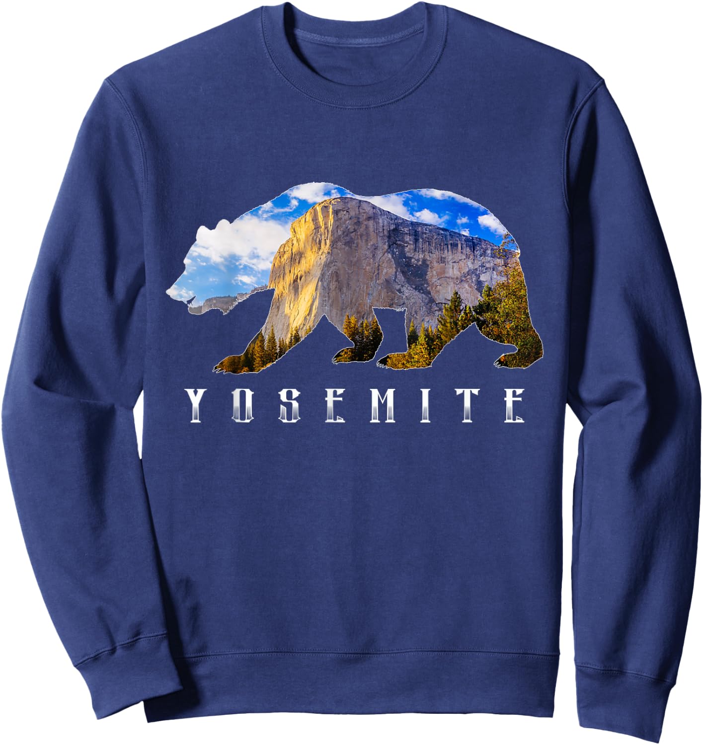 California Bear with Yosemite National Park Image Souvenir Sweatshirt - Sweatshirt | Navy