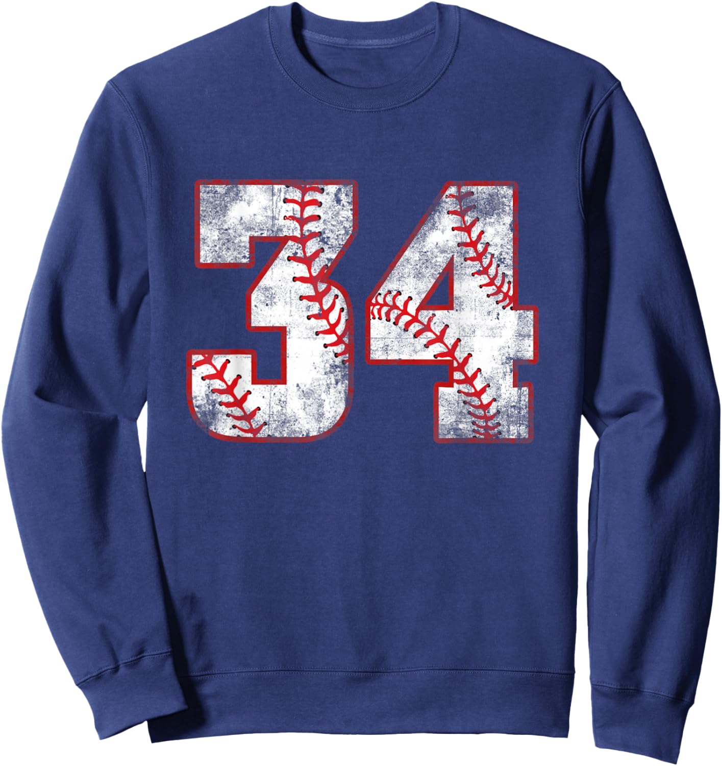 Vintage Baseball 34 Jersey Number Sweatshirt - Sweatshirt | Navy