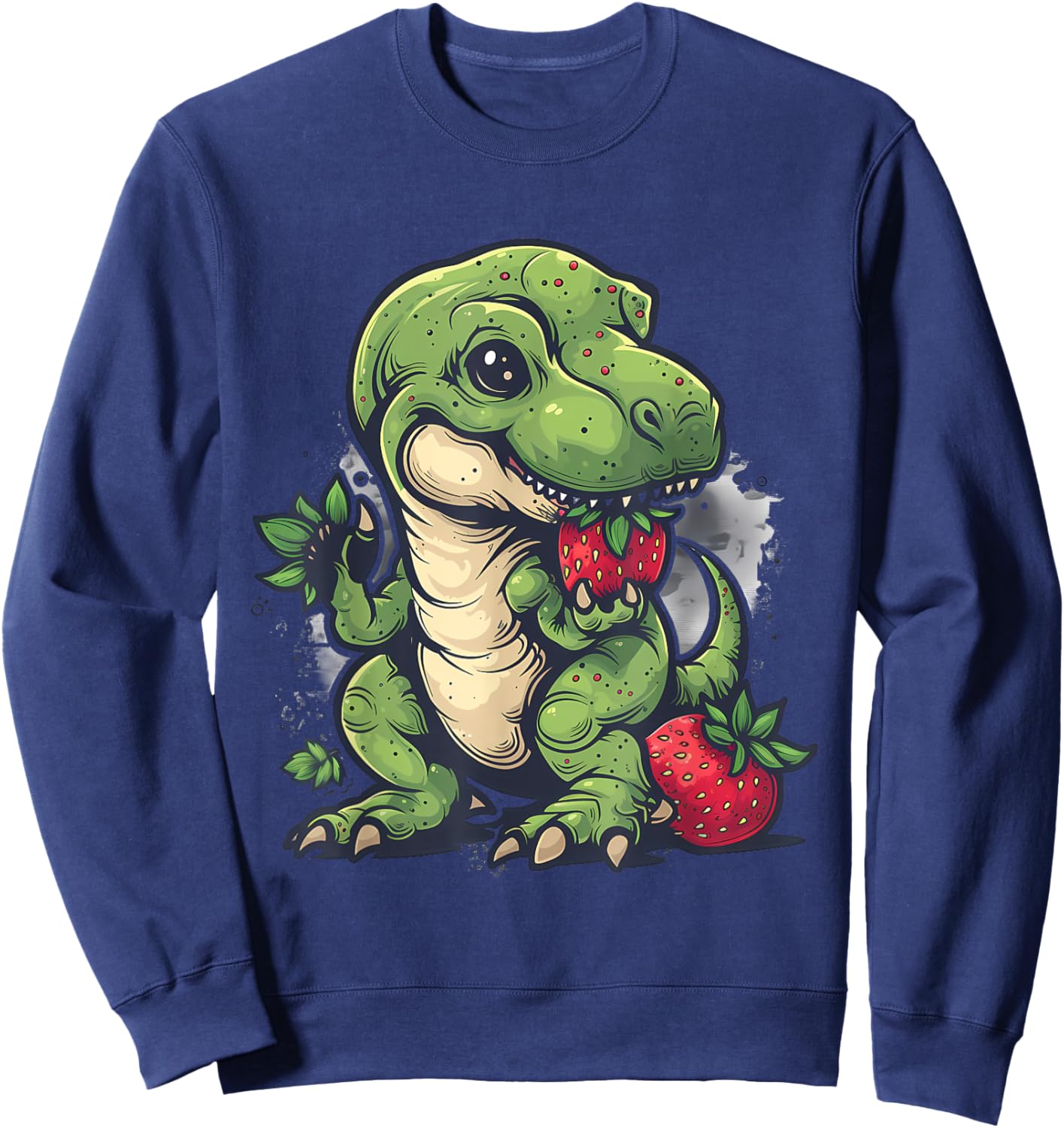 Strawberry Dinosaur Cute Dino Wildlife Strawberries T-Rex Sweatshirt - Sweatshirt | Navy