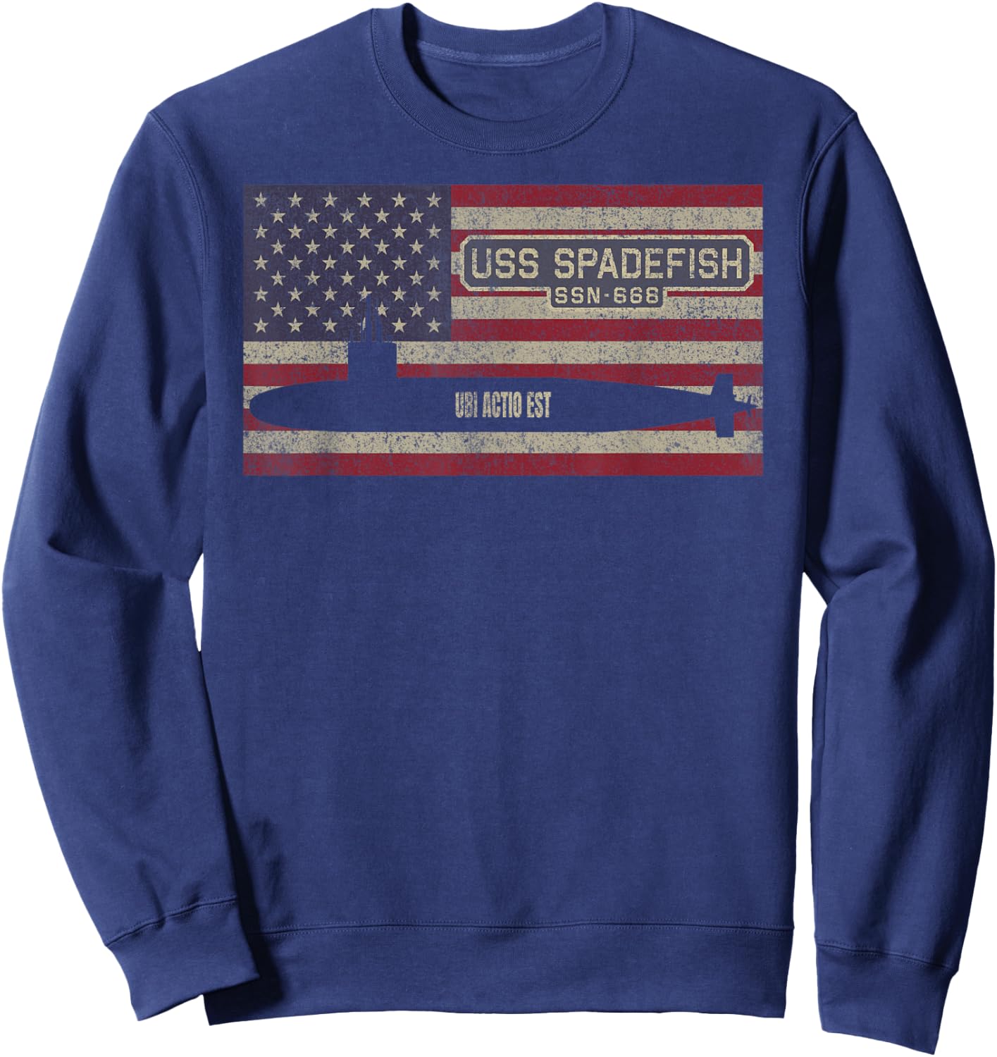 USS Spadefish SSN-668 Submarine USA American Flag Sweatshirt - Sweatshirt | Navy
