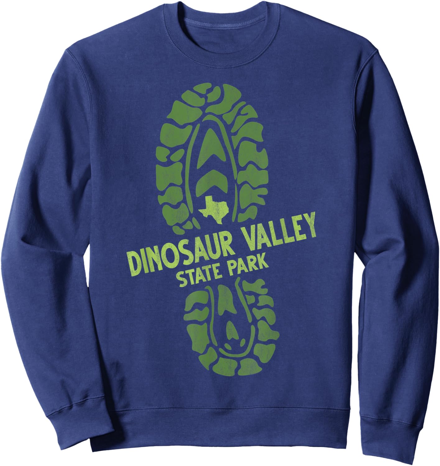 I Love Dinosaur Valley State Park Texas TX Hiking Boot Print Sweatshirt - Sweatshirt | Navy