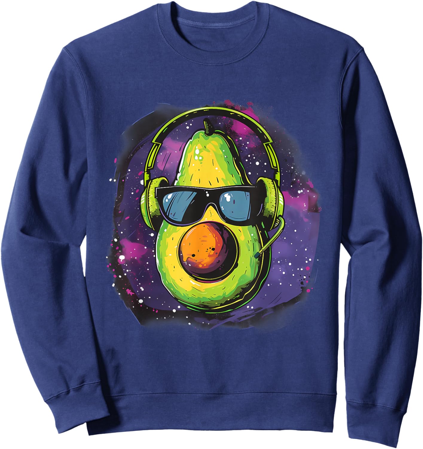 Techno Dance Club Music Headphones Beatmaker Avocado DJ Sweatshirt - Sweatshirt | Navy