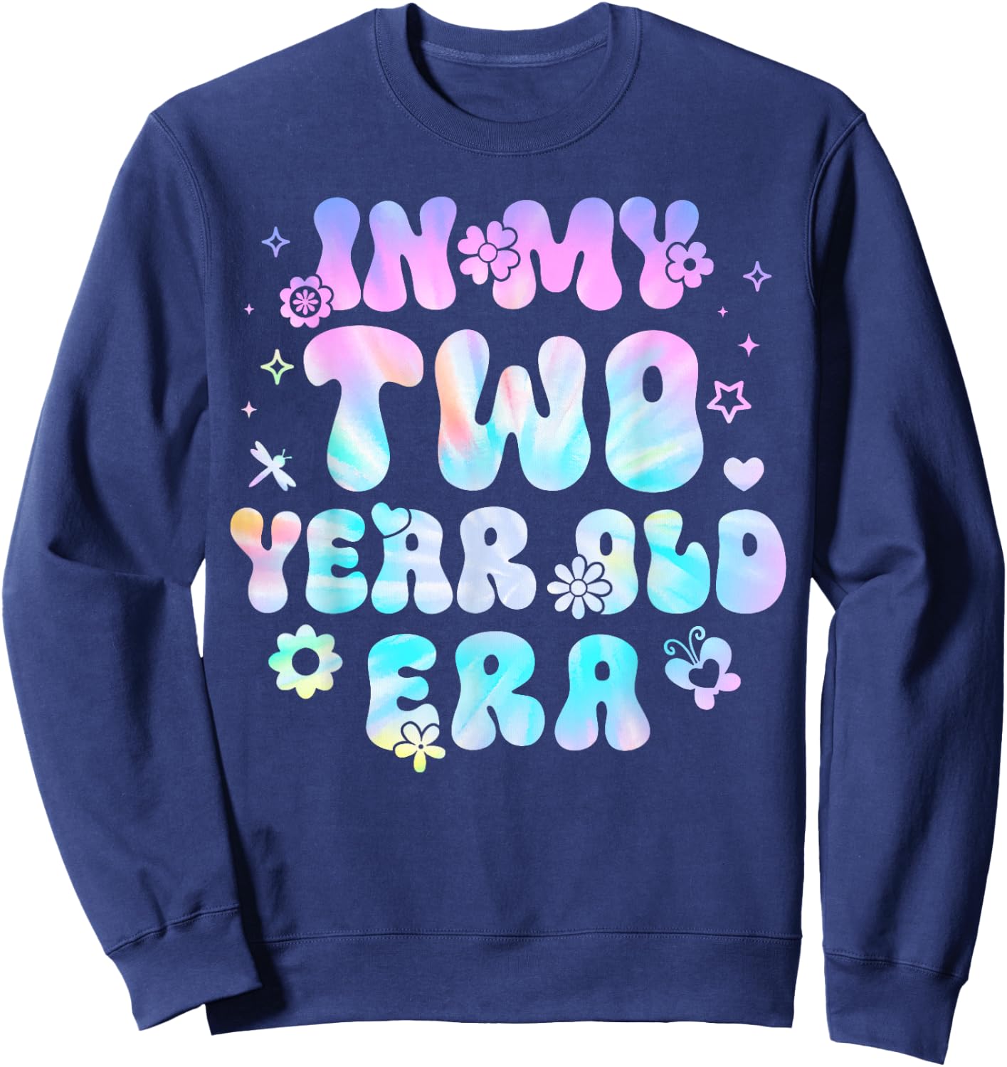 Groovy In My Two Year Old Era Girl 2nd Birthday 2 Yrs Old Sweatshirt - Sweatshirt | Navy