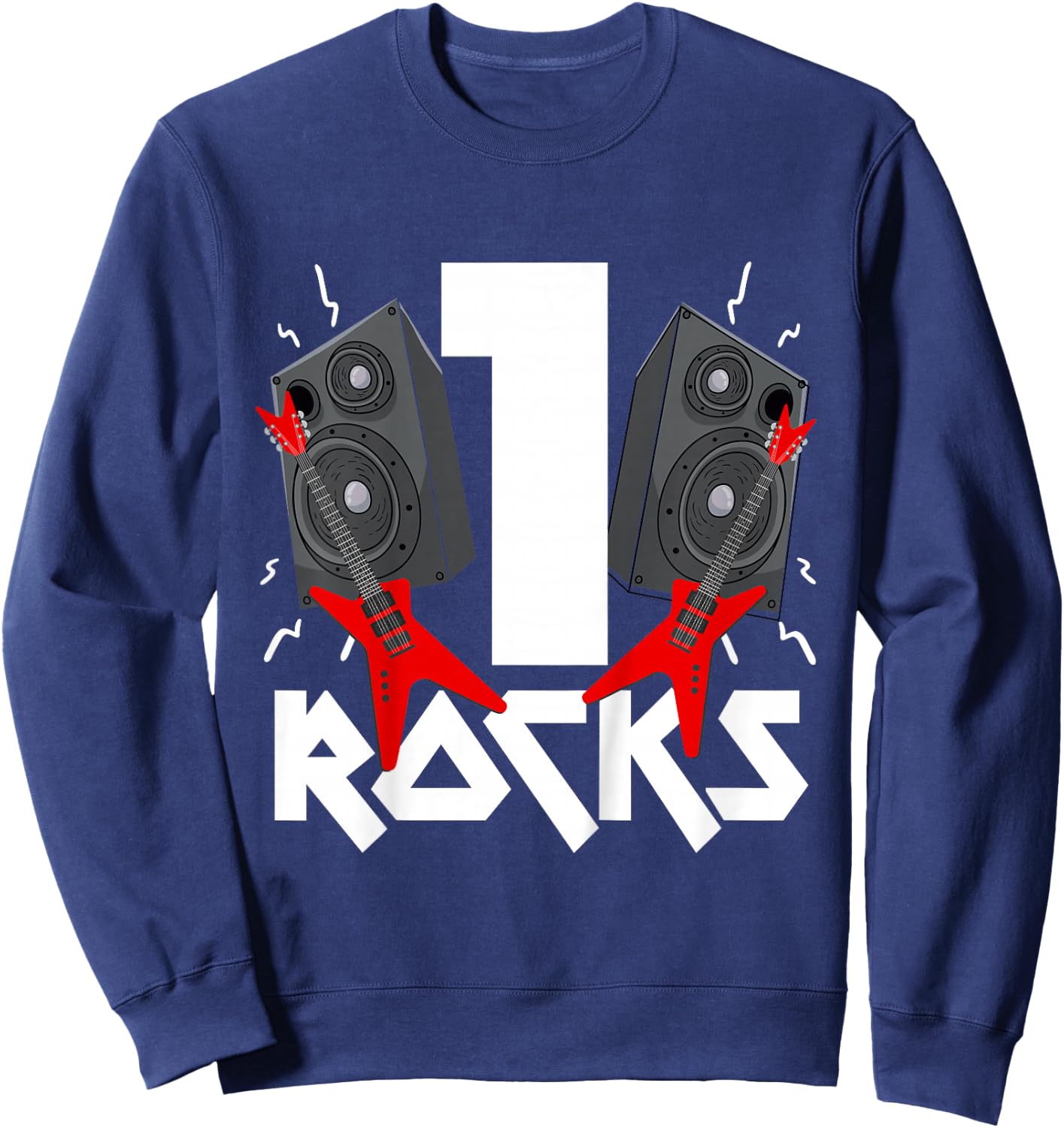 1 Rocks Birthday Party 1 Year Old Rock N Roll Star 1st Gift Sweatshirt - Sweatshirt | Navy