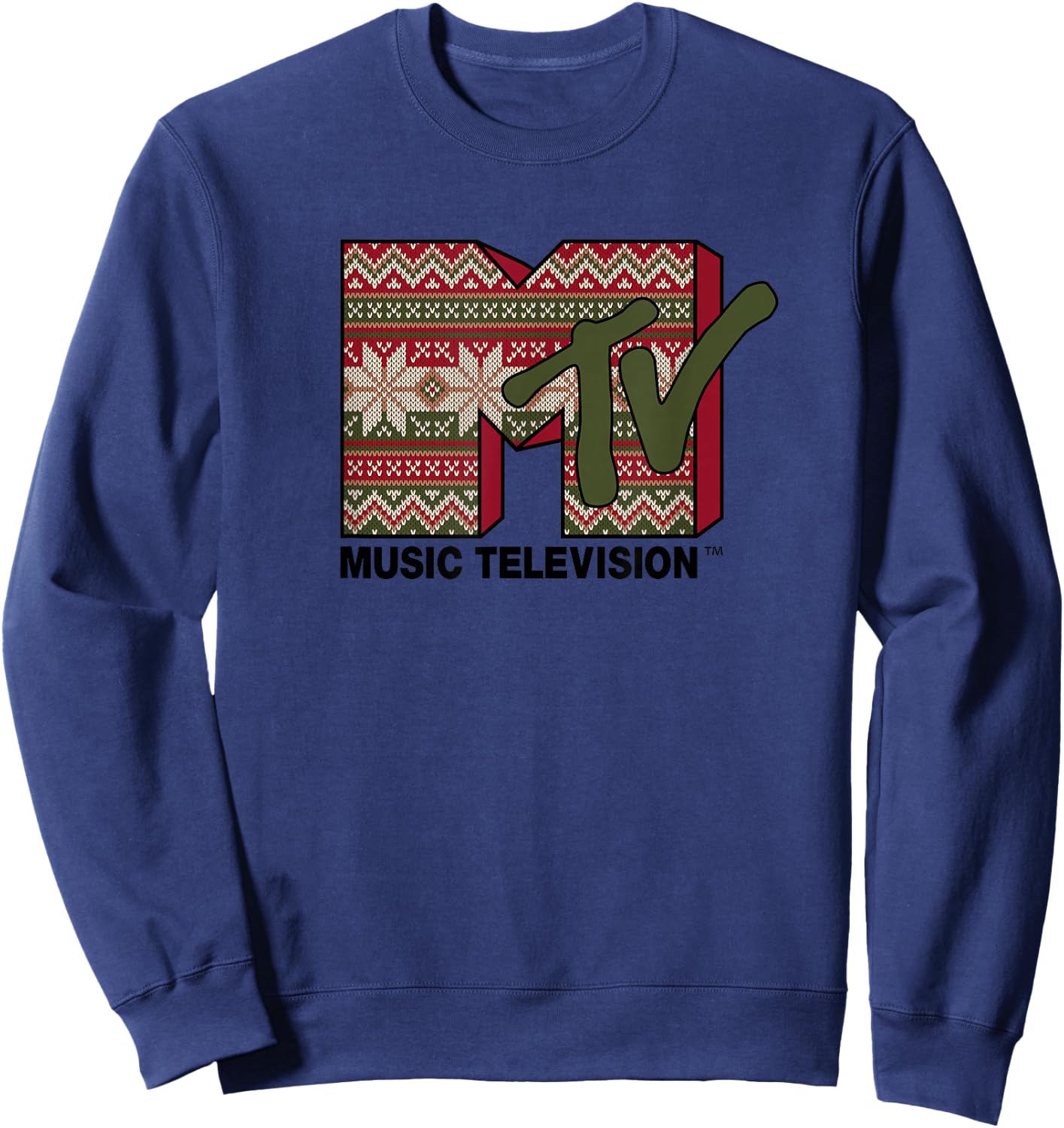 MTV Christmas Sweater Logo Sweatshirt - Sweatshirt | Navy