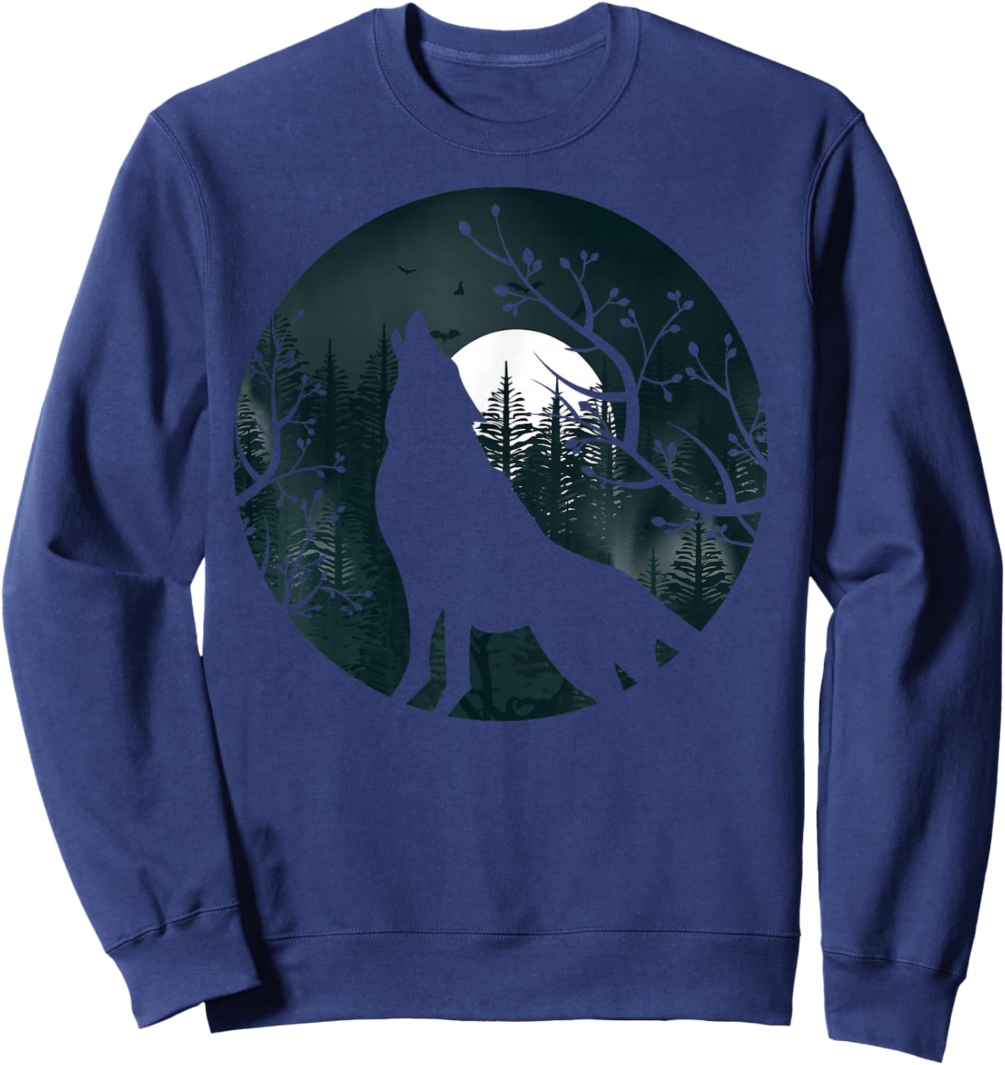 Wolf Howling at The Moon Wolf Silhouette Darkness Sweatshirt - Sweatshirt | Navy