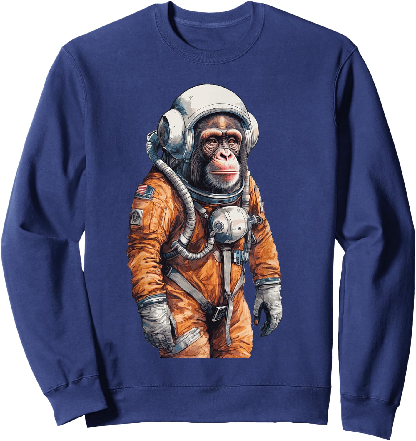 Monkey Astronaut Vintage Travel Spacesuit Cosmonaut Space Sweatshirt - Sweatshirt | Navy