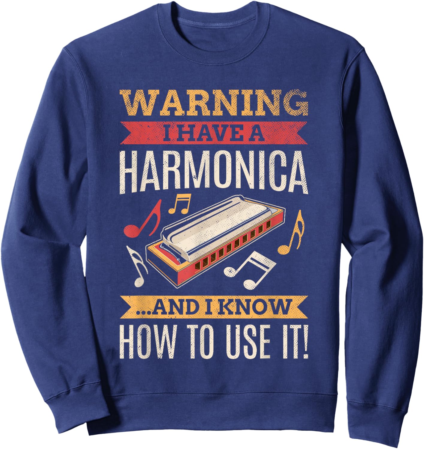 Harmonica Vintage Retro Harmonica Player Gift Sweatshirt - Sweatshirt | Navy