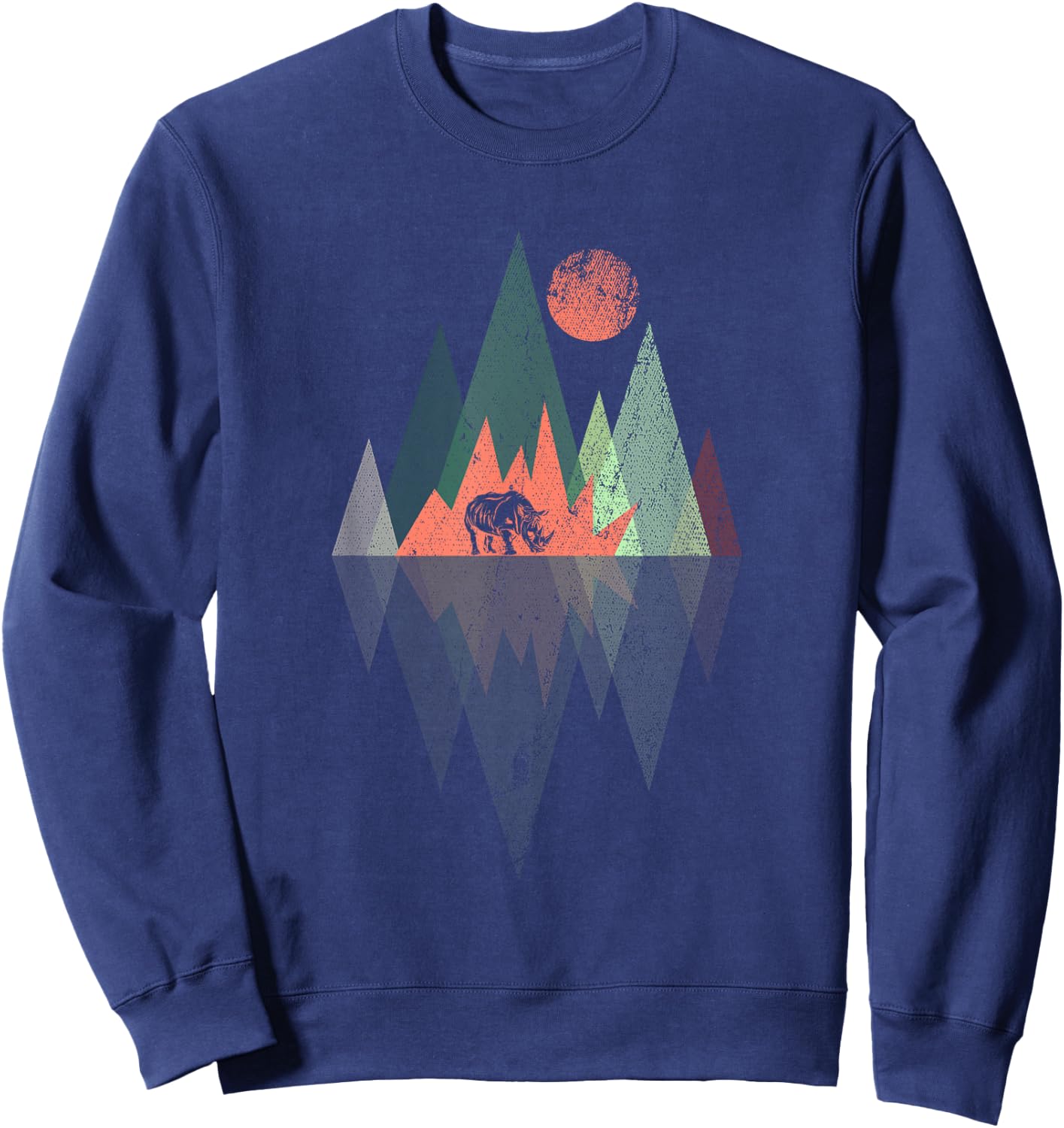 Animal Geometric Pattern Colorful Rhino Sweatshirt - Sweatshirt | Navy