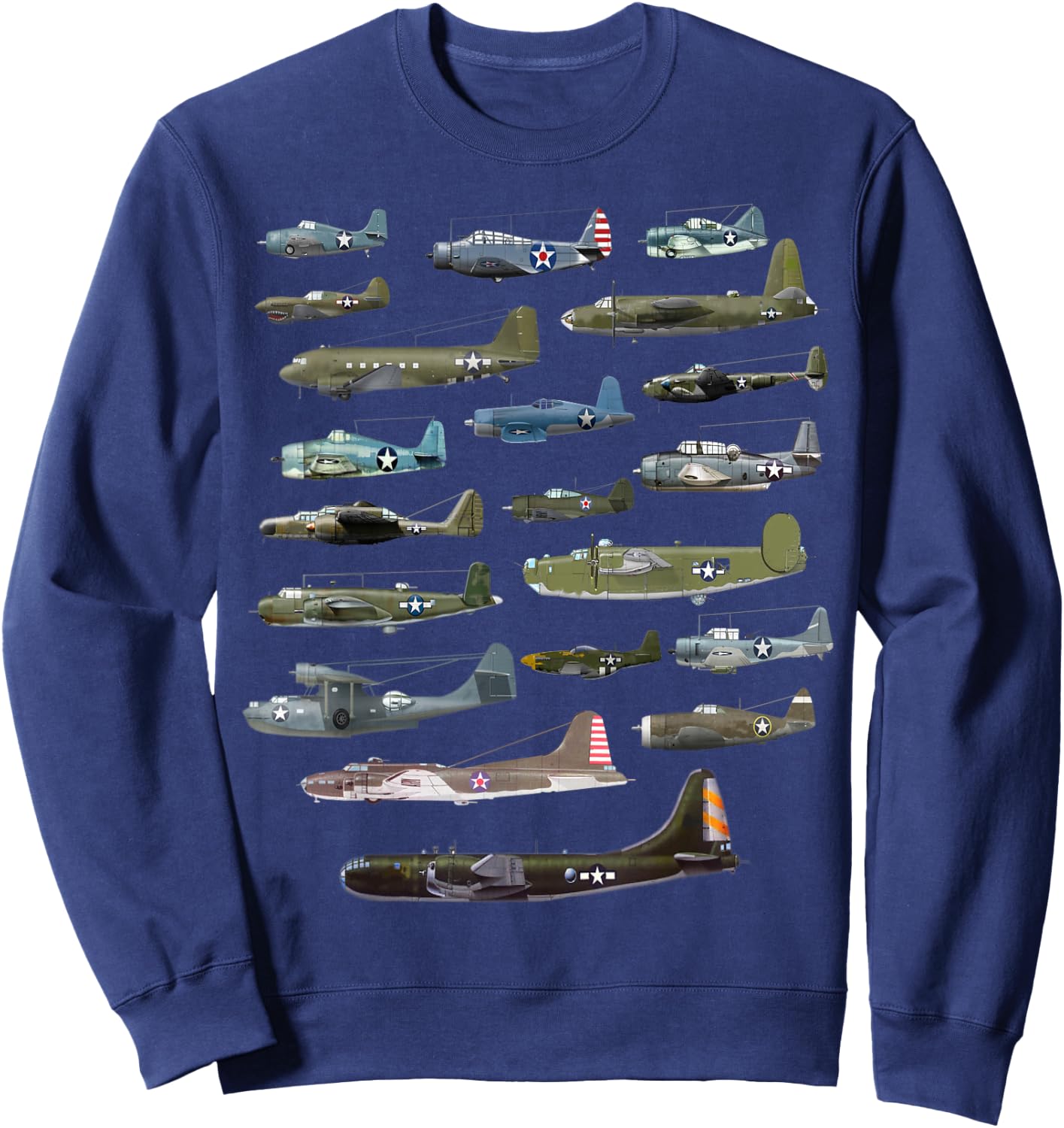 Military F&L Design Co. American WW2 Warplanes Warbirds Plane Spotting Sweatshirt - Sweatshirt | Navy
