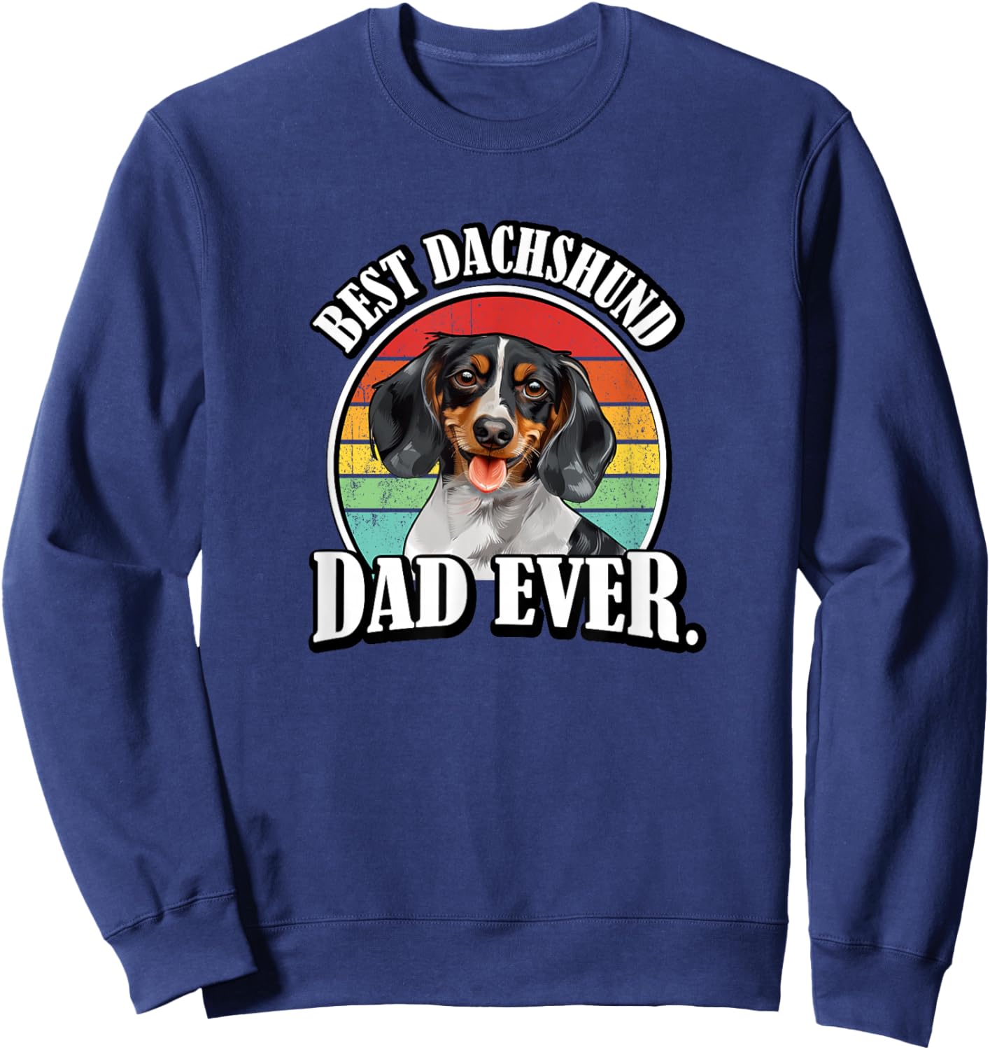 Funny Retro Vintage Best Dad Piebald Dachshund Lover Sweatshirt - Sweatshirt | Navy