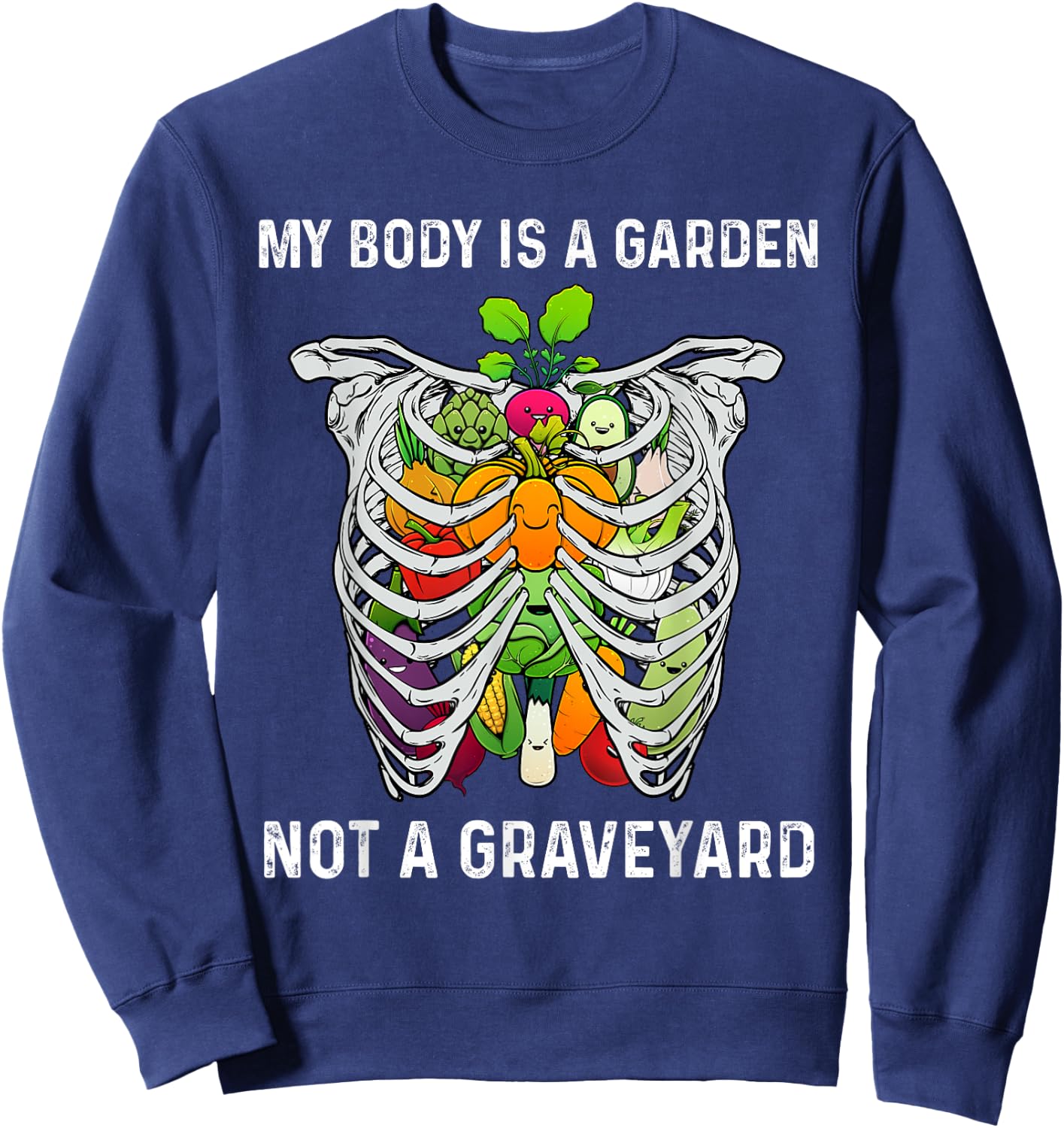 Funny Vegan Gift Women Cool Vegetarian Foodie Eater Sweatshirt - Sweatshirt | Navy