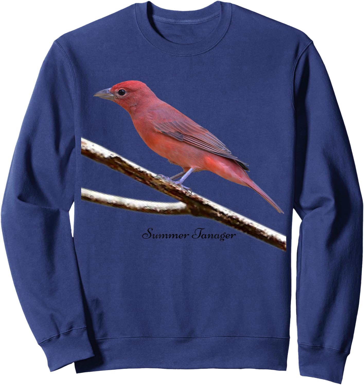 Summer Tanager Bird Ornithology Women Kids Sweatshirt - Sweatshirt | Navy