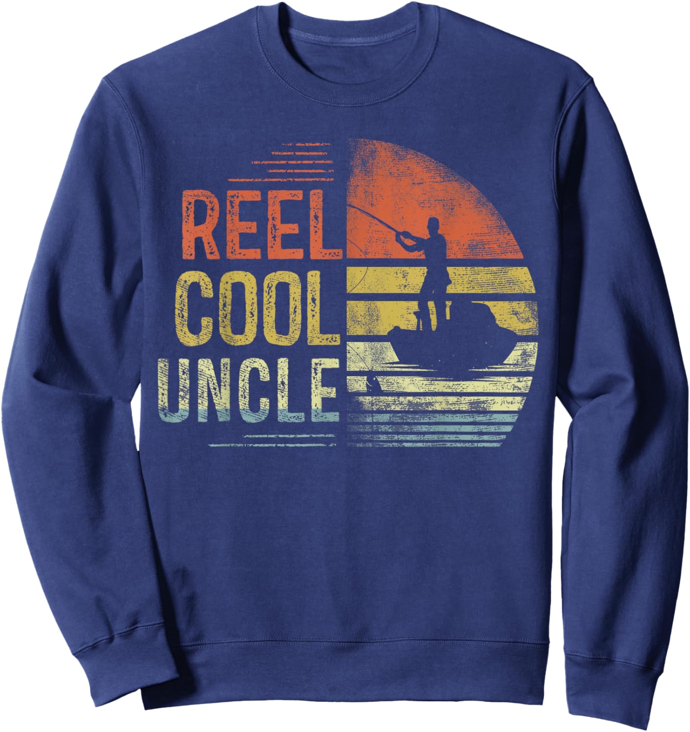 Reel Cool Uncle Fishing Gifts Uncle Birthday Vintage Sweatshirt - Sweatshirt | Navy