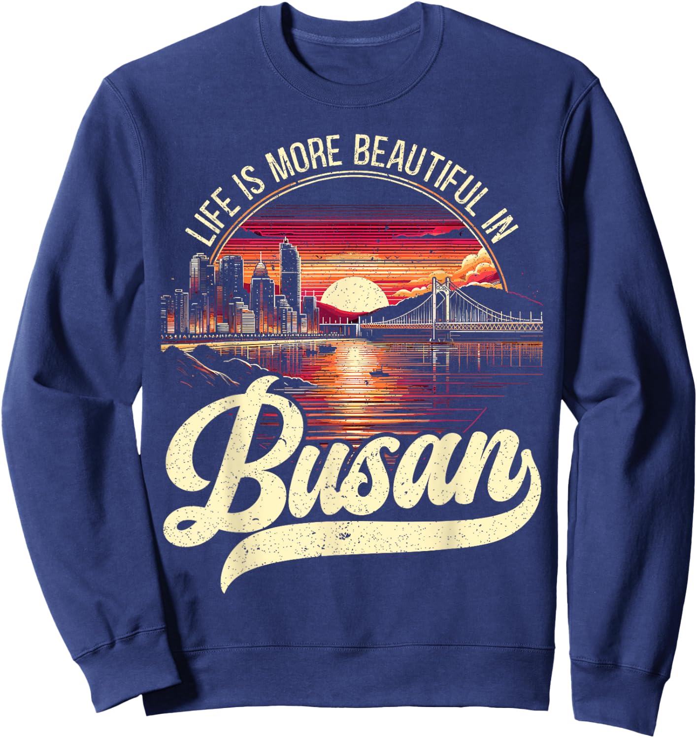 Busan South Korea Country Travel Vacation Korean Sweatshirt - Sweatshirt | Navy
