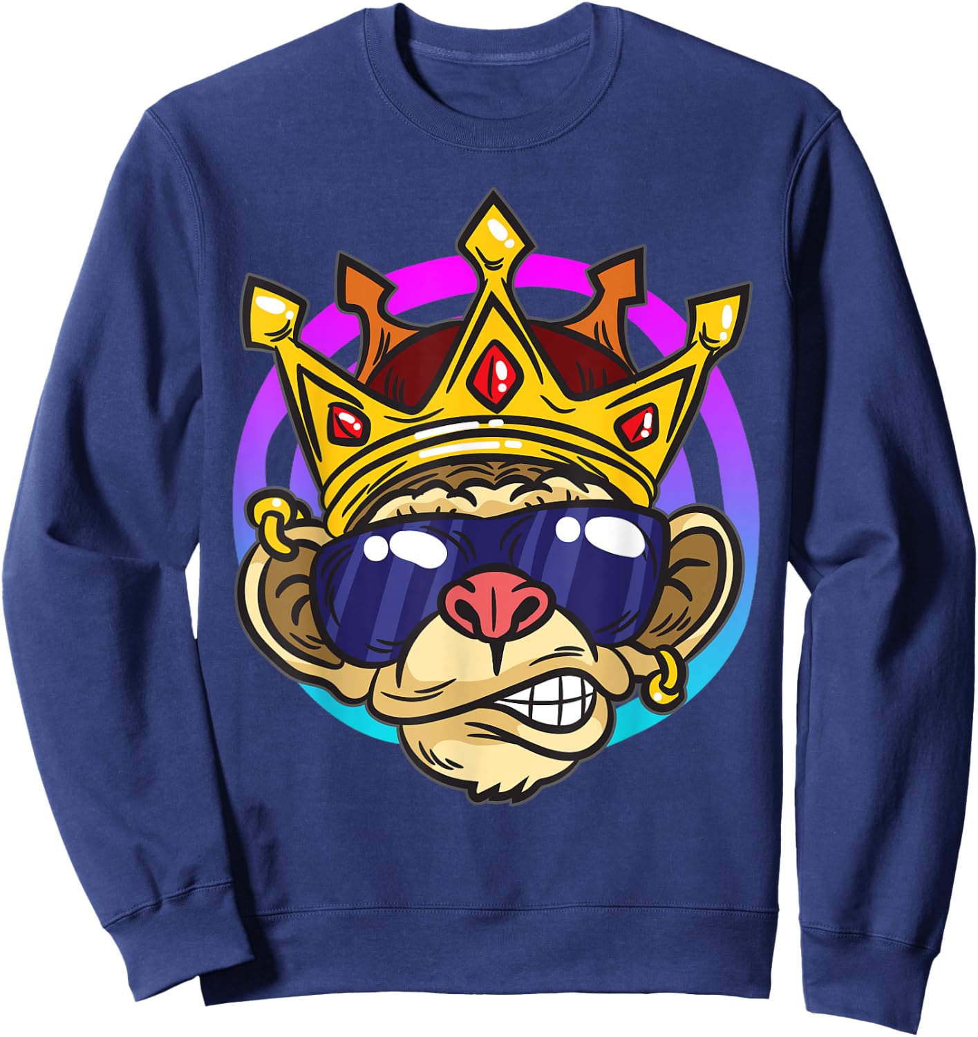Chimpanzee King | Monkey Crown Ape Sweatshirt - Sweatshirt | Navy