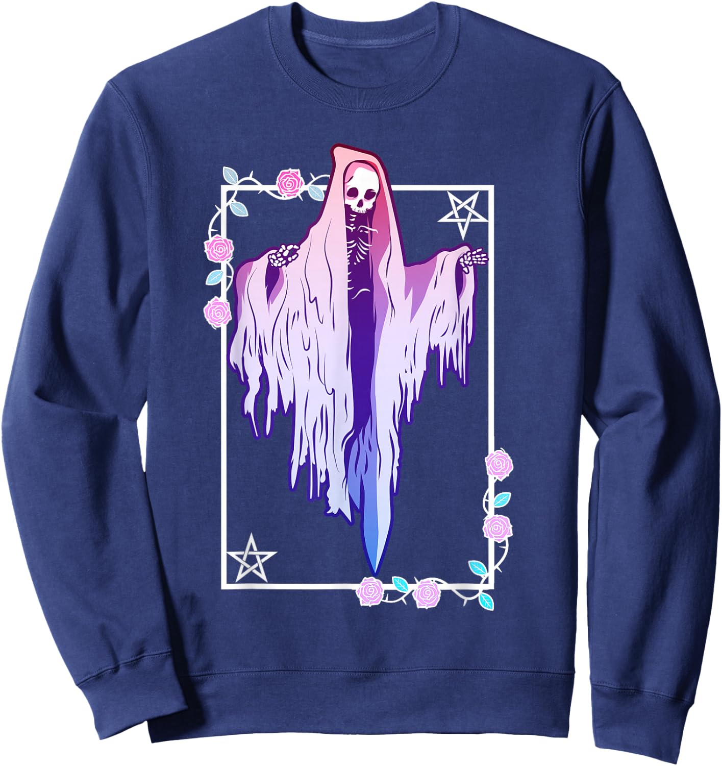 Pastel Goth Ghost Tarot Style Sweatshirt - Sweatshirt | Navy