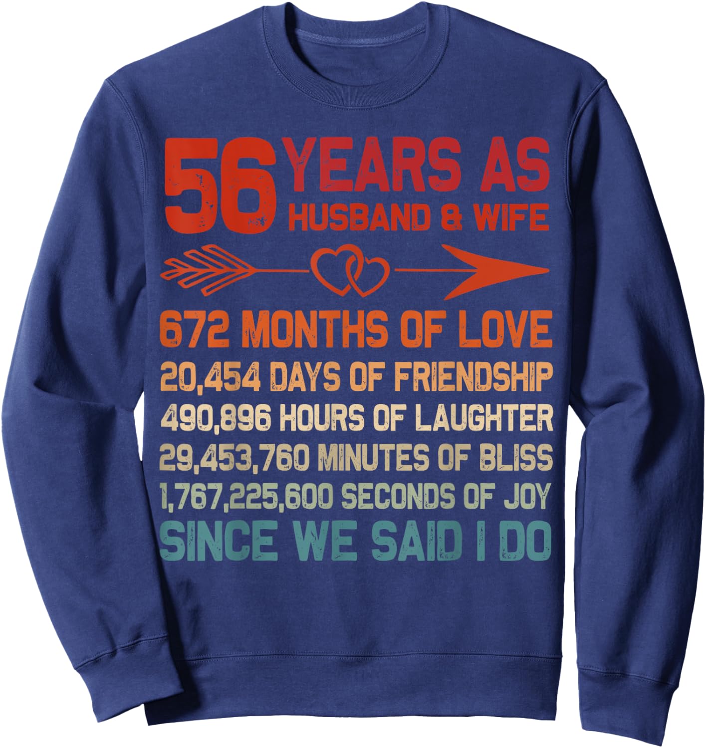 56 Years as Husband & Wife 56th Anniversary Gift Couple Sweatshirt - Sweatshirt | Navy
