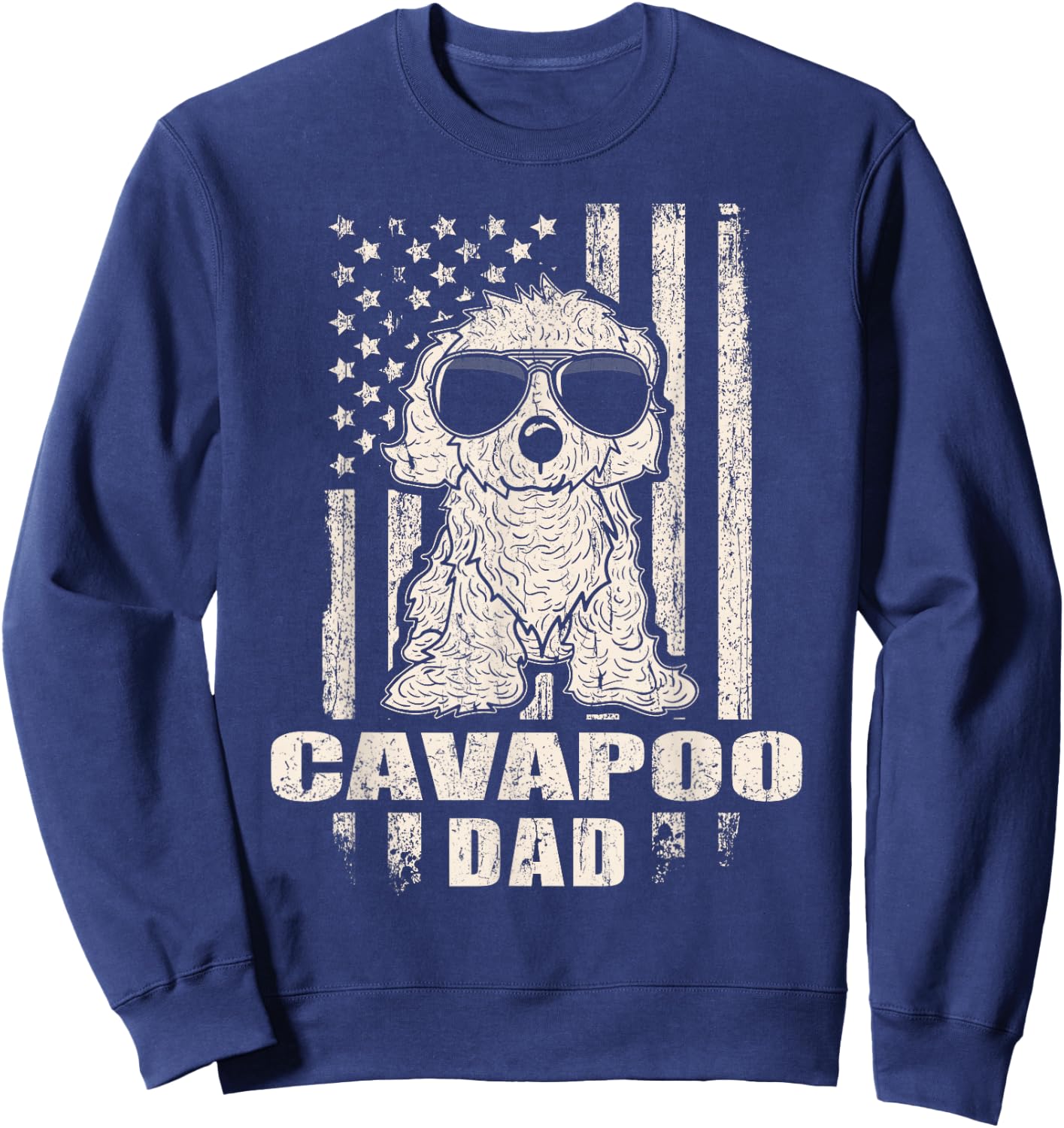 Cavapoo Dad Cool Vintage Retro Proud American Sweatshirt - Sweatshirt | Navy