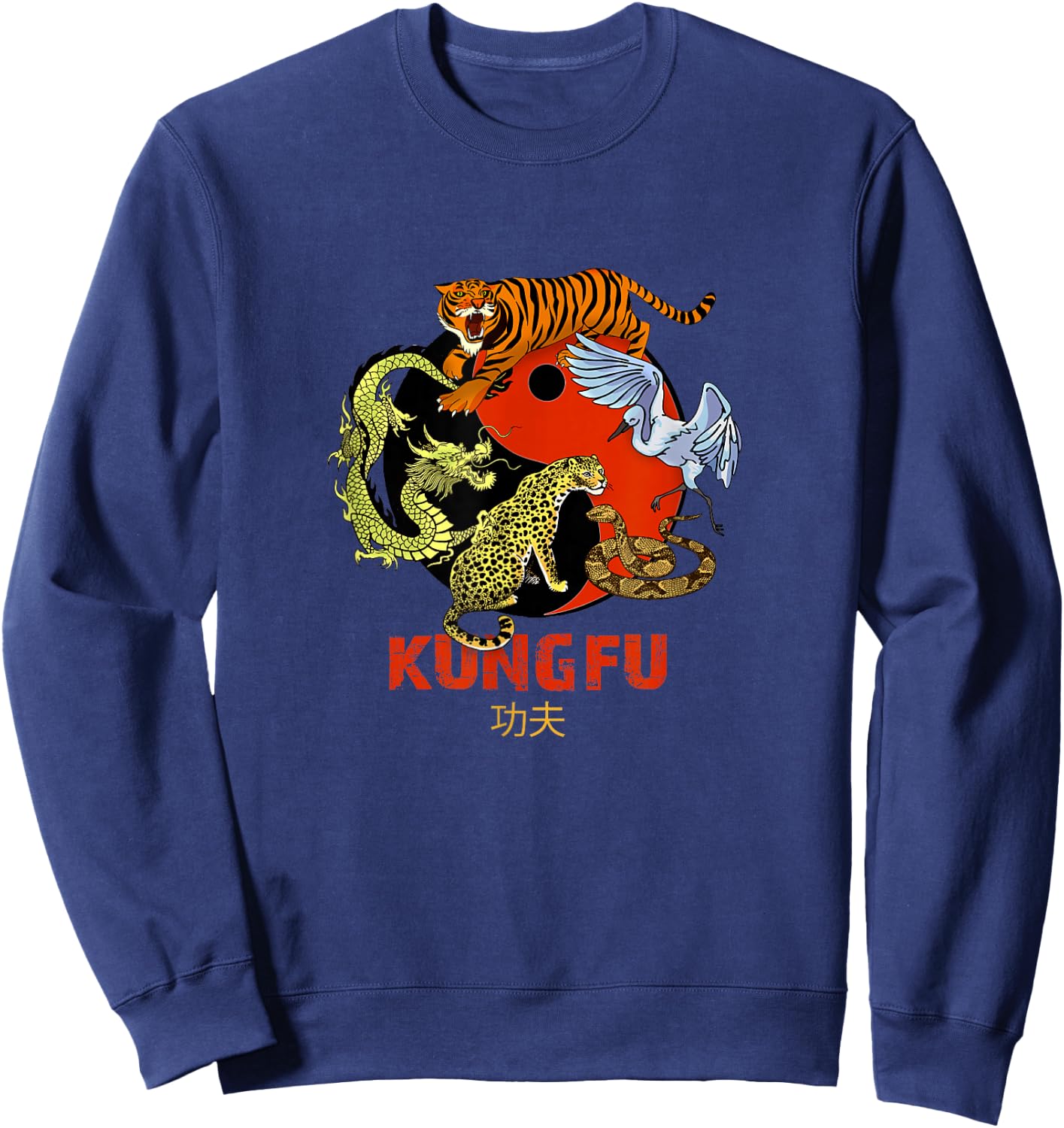 Kung Fu - Five Animals Forms, Chinese Martial Arts Sweatshirt - Sweatshirt | Navy