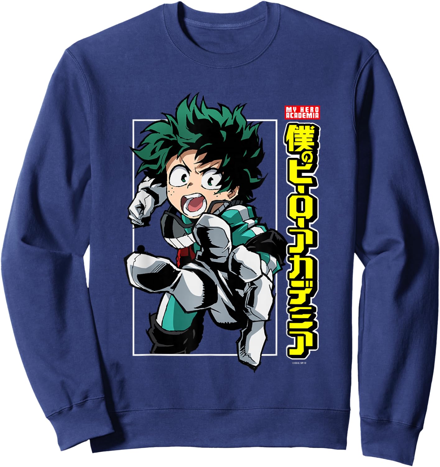 My Hero Academia Deku Posing with Logo Anime Sweatshirt - Sweatshirt | Navy