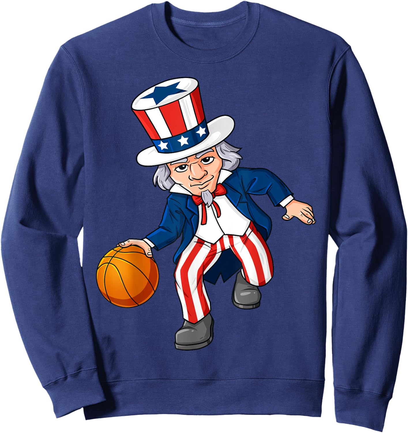 Basketball Uncle Sam 4th Of July Boys Kids Teens Dribble Sweatshirt - Sweatshirt | Navy