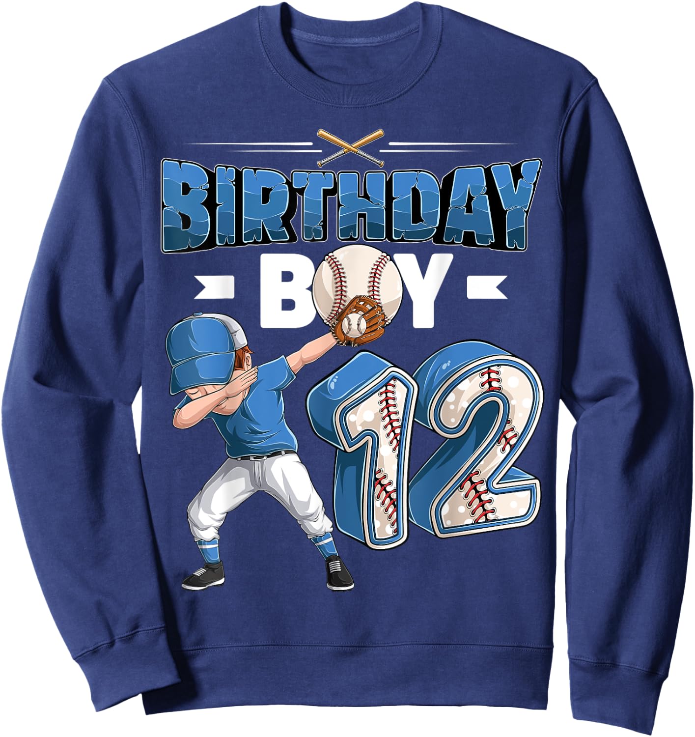 dabbing boy 12 year old Baseball Player 12th birthday party Sweatshirt - Sweatshirt | Navy