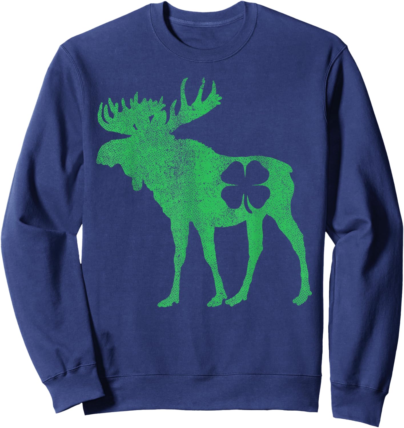 St Patrick's Day Moose Irish Shamrock Saint Paddy's Sweatshirt - Sweatshirt | Navy