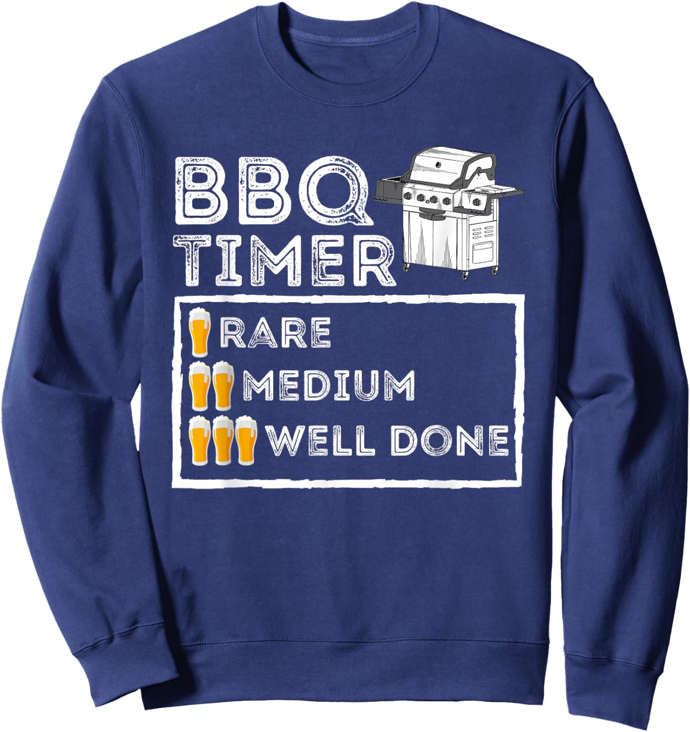 BBQ Timer - Funny BBQ Smoker Barbecue Grilling Sweatshirt - Sweatshirt | Navy
