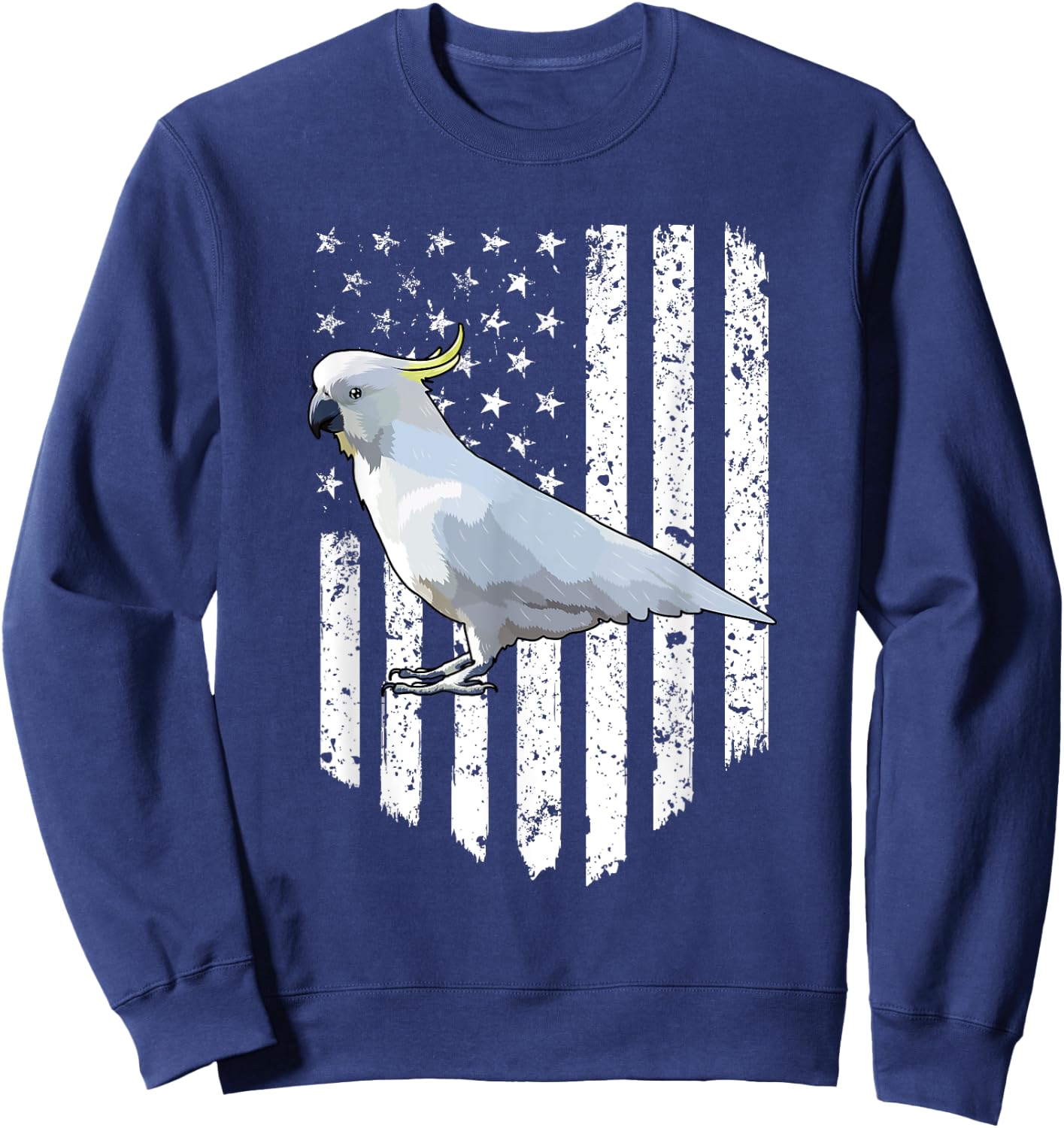 White American Flag Cockatoo Bird 4th Of July Sweatshirt - Sweatshirt | Navy