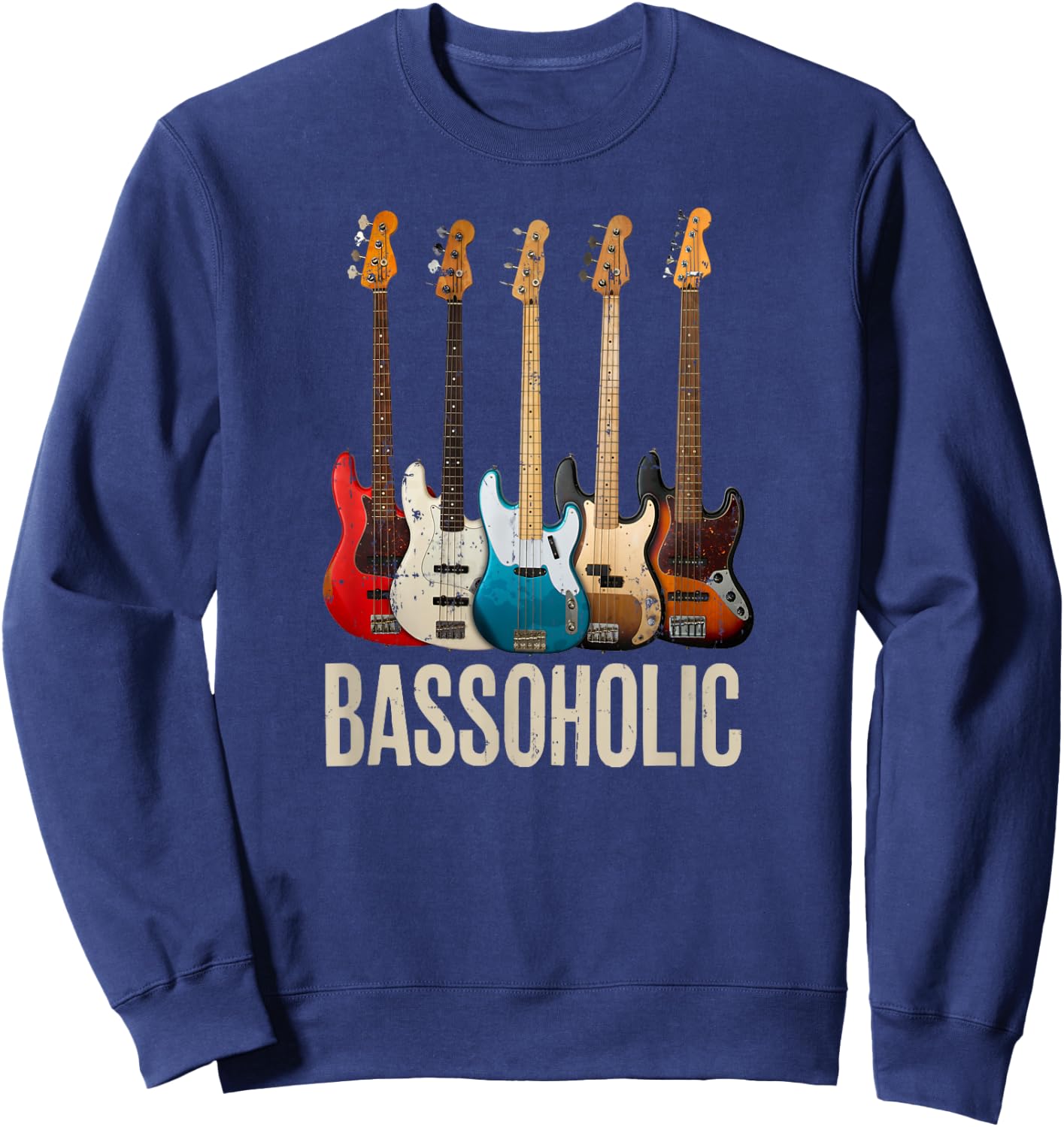Bassoholic Gift Collector Bass Guitar Player Bassist Sweatshirt - Sweatshirt | Navy